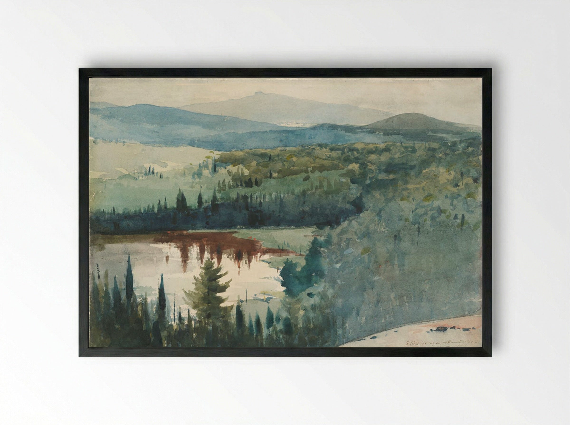 Indian Village, Adirondacks - Winslow Homer - Framed Print Black