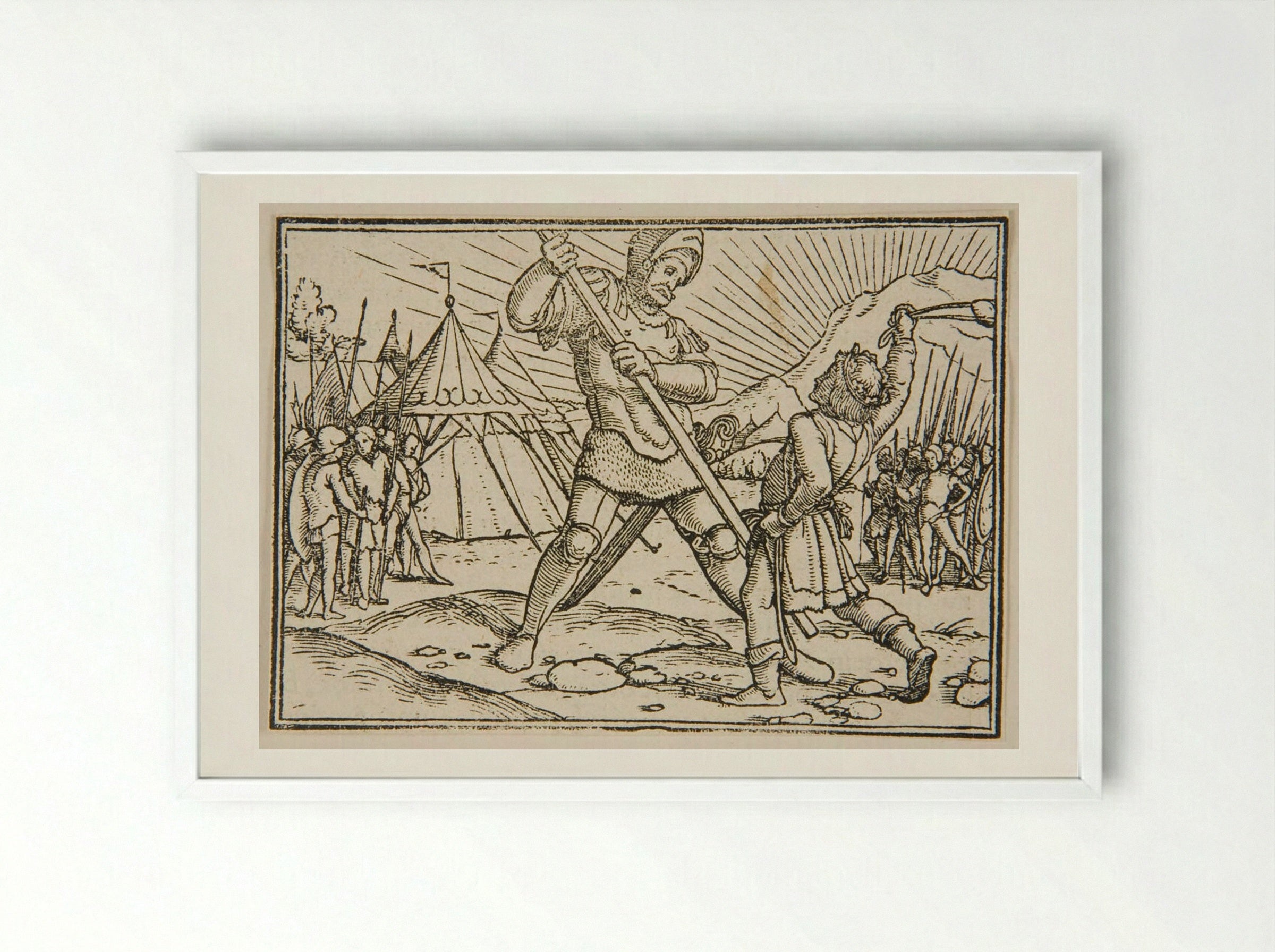 David Kills Goliath - Hans Holbein the Younger - Framed Print White
