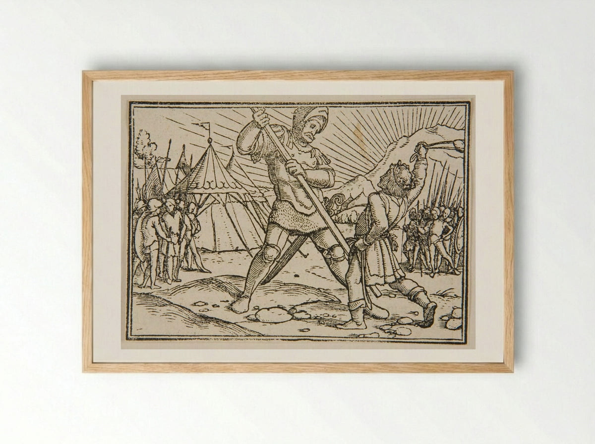 David Kills Goliath - Hans Holbein the Younger - Framed Print Wood