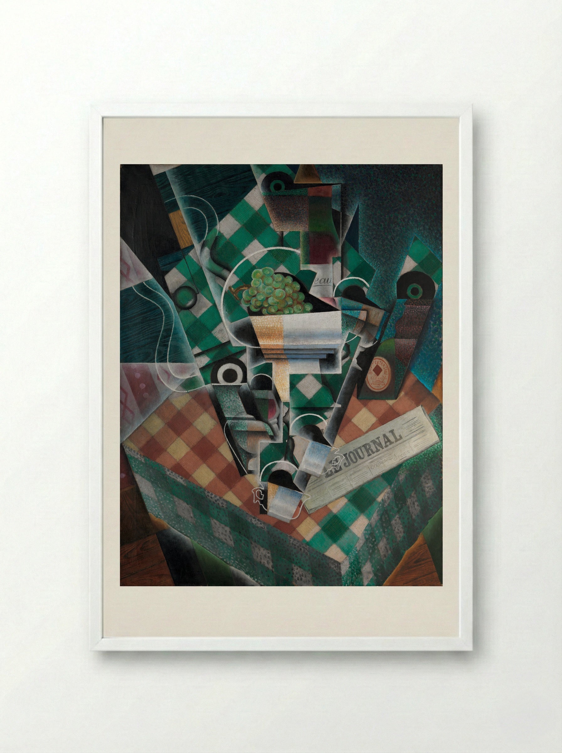 Still Life with Checked Tablecloth - Juan Gris - Framed Print White
