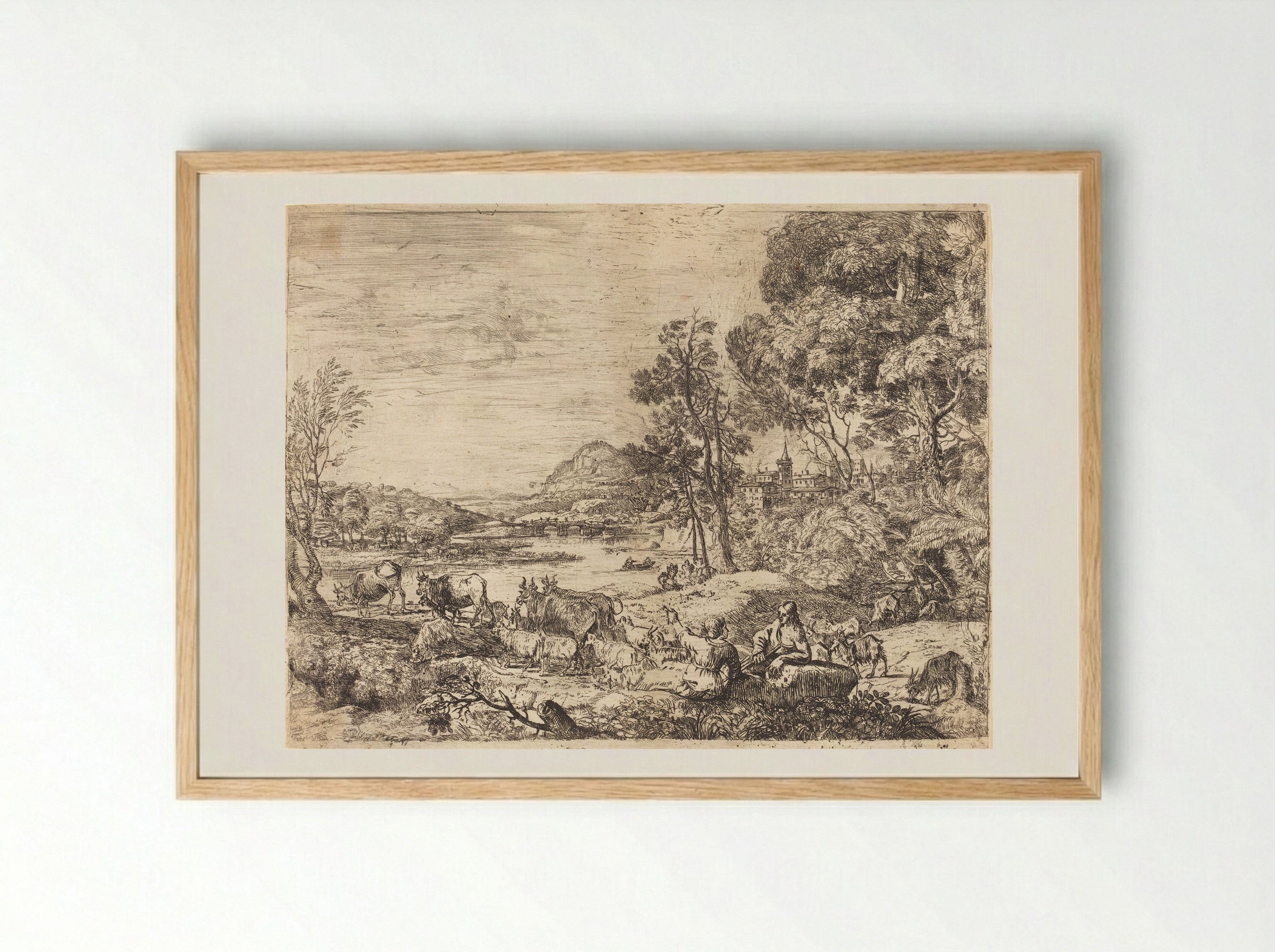 Shepherd and Shepherdess - Claude Lorrain - Framed Print Wood