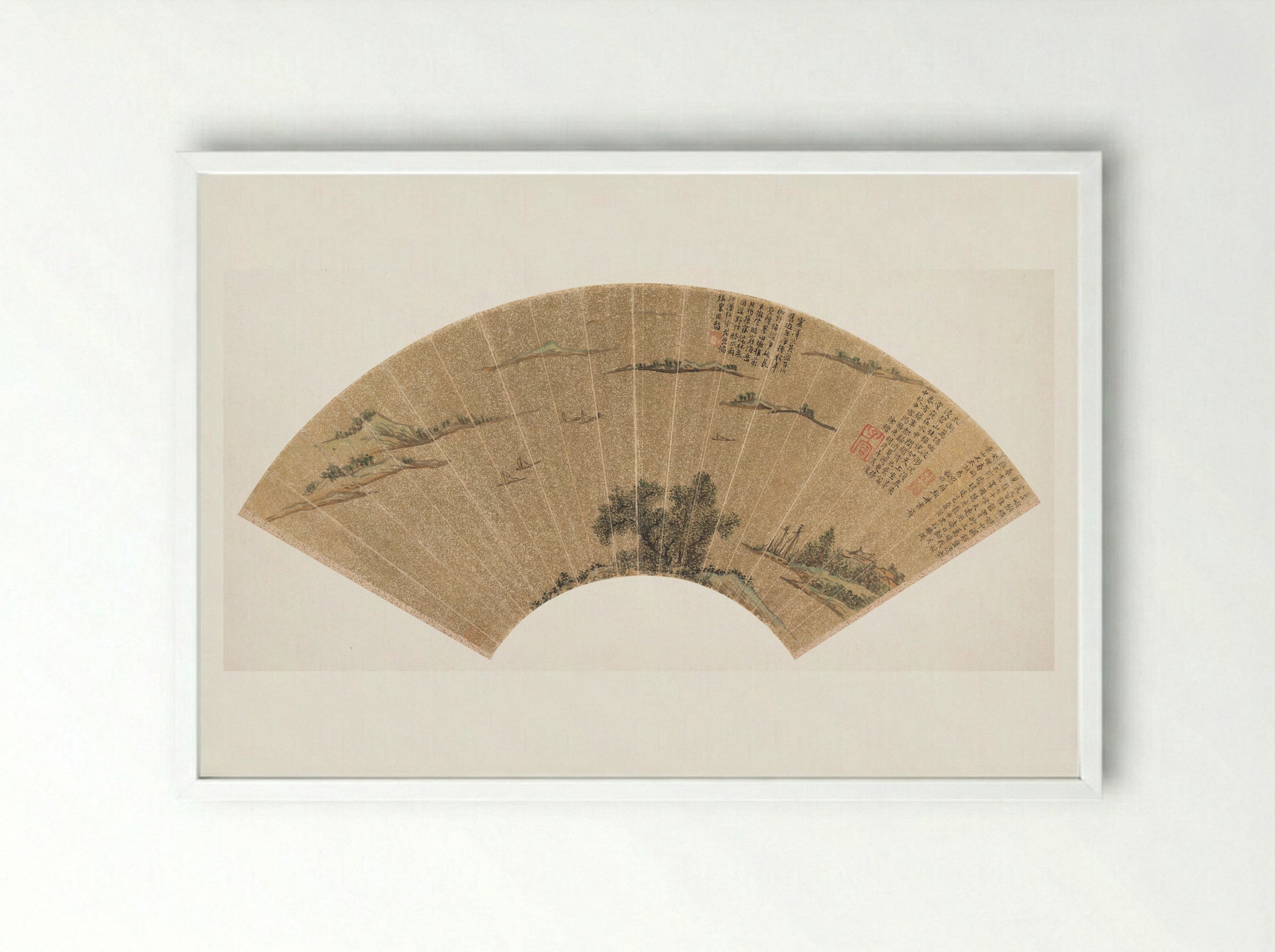 View of Lake Tai - Wen Zhengming - Framed Print White