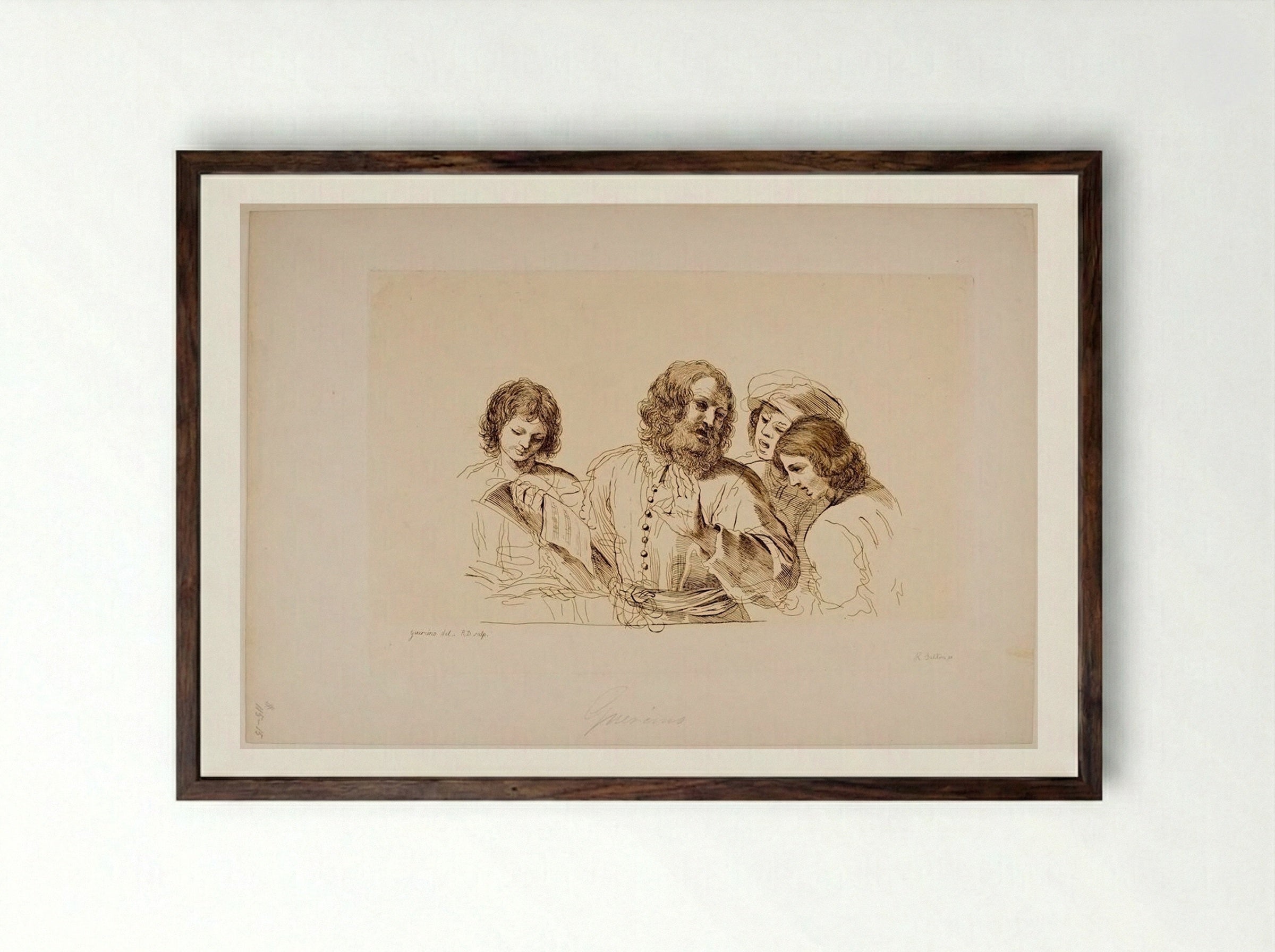 Four Men Singing - Richard Dalton - Framed Print Dark Wood