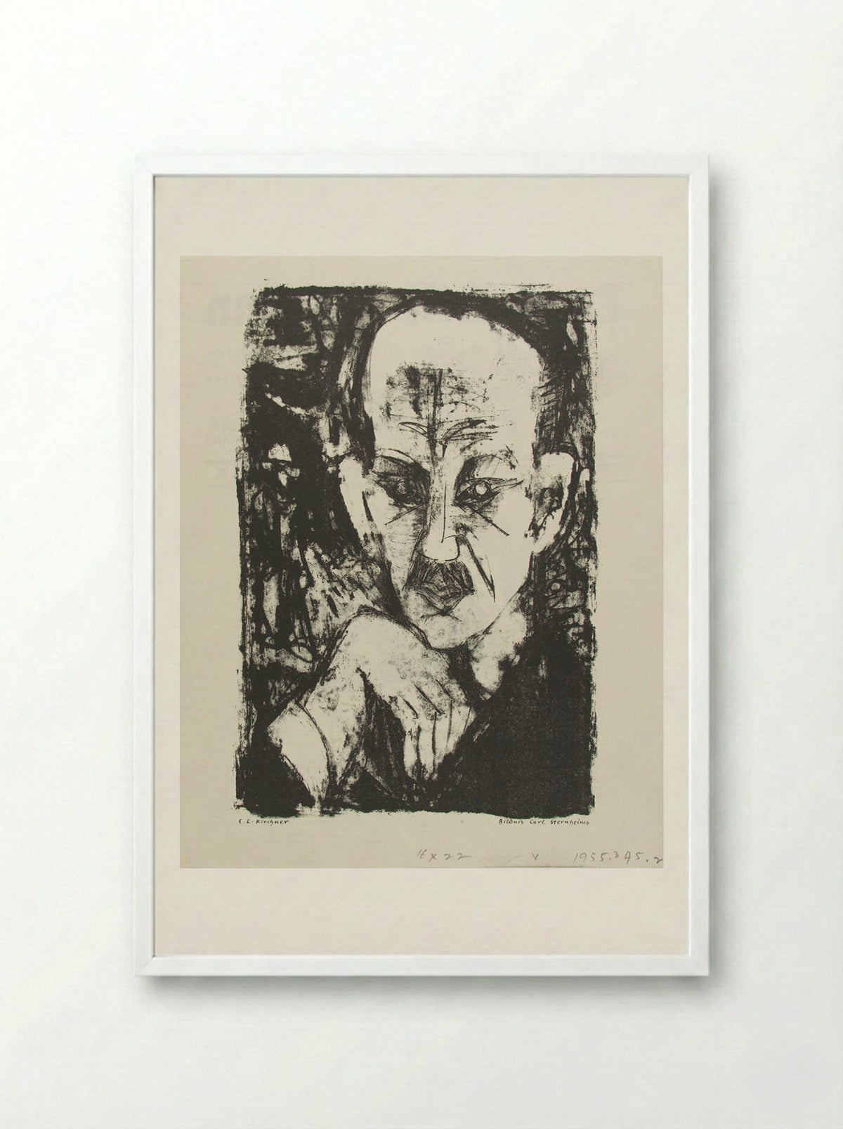 Portrait of Carl Sternheim - Ernst Ludwig Kirchner - Framed Print White