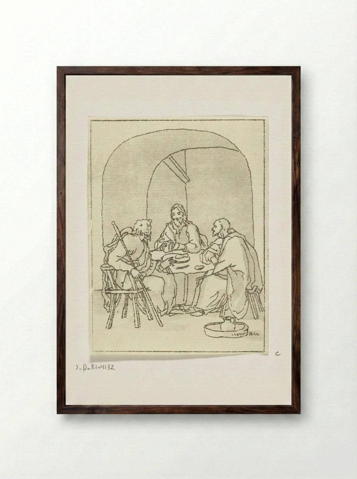 Maaltijd te Emmaüs - Anthonie van den Bos - Framed Print Dark Wood