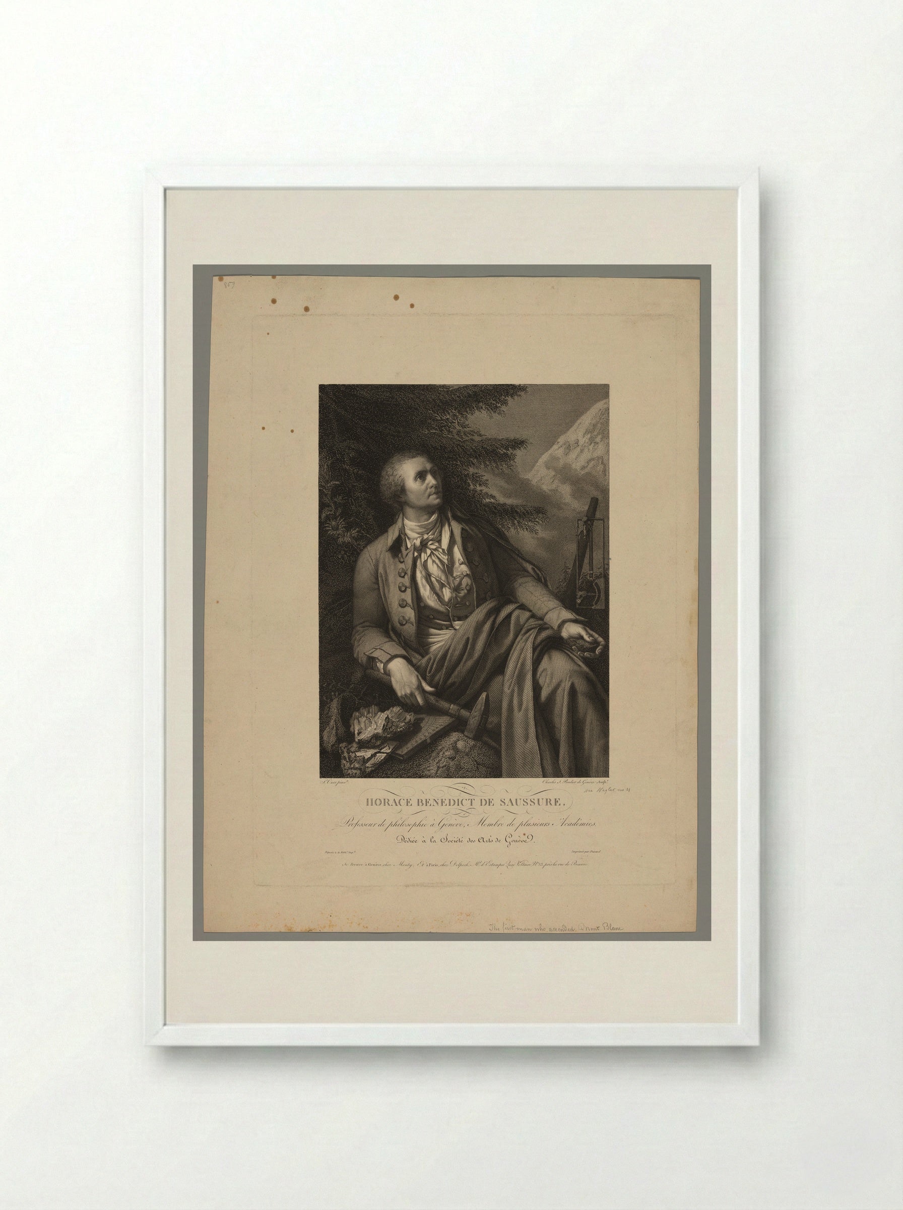 Horace Bénédict de Saussure - Charles Simon Pradier - Framed Print White