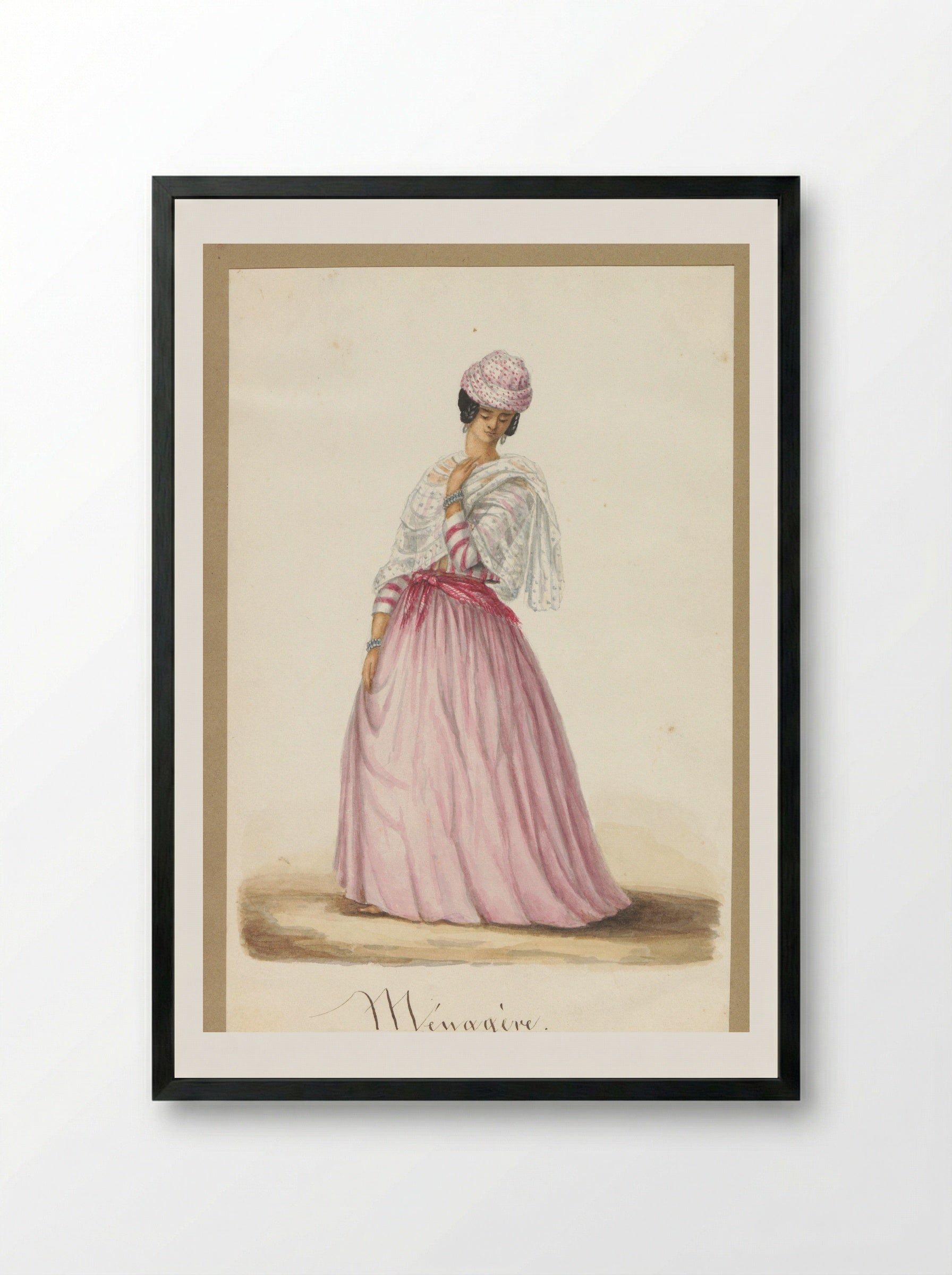 Jonge vrouw in koto misi - Jacob Marius Adriaan Martini van Geffen - Framed Print Black