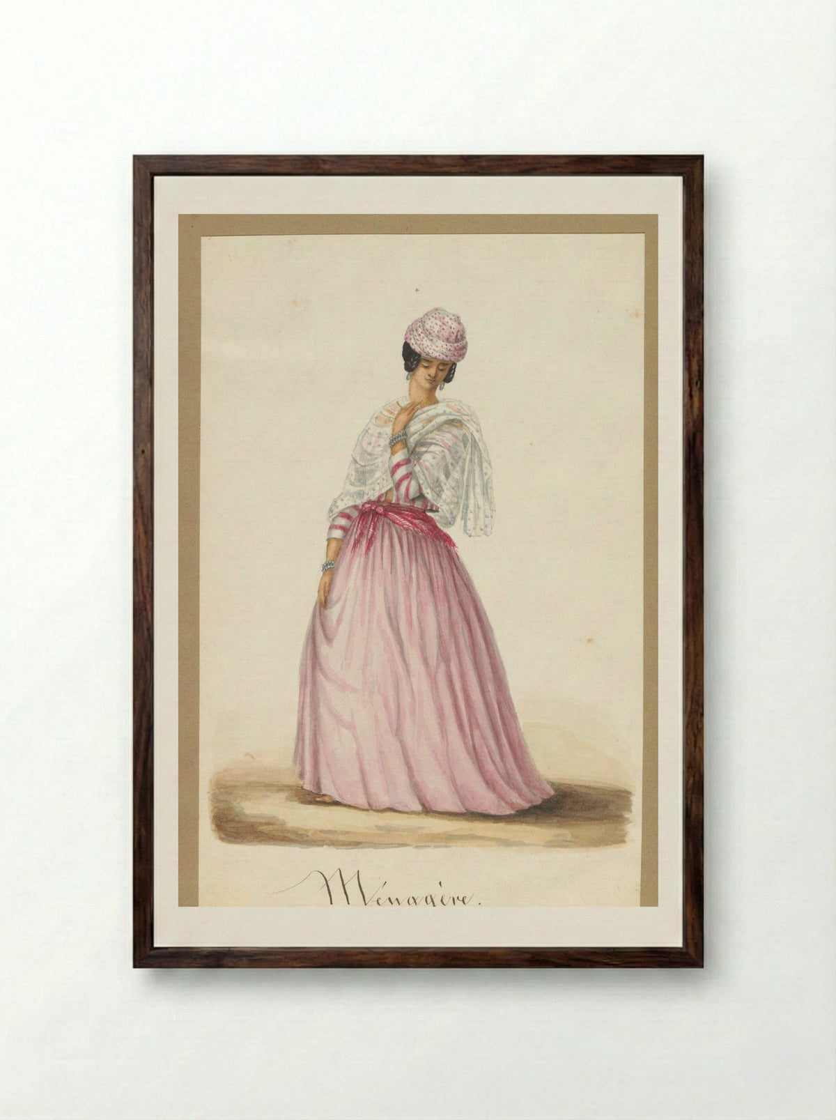 Jonge vrouw in koto misi - Jacob Marius Adriaan Martini van Geffen - Framed Print Dark Wood