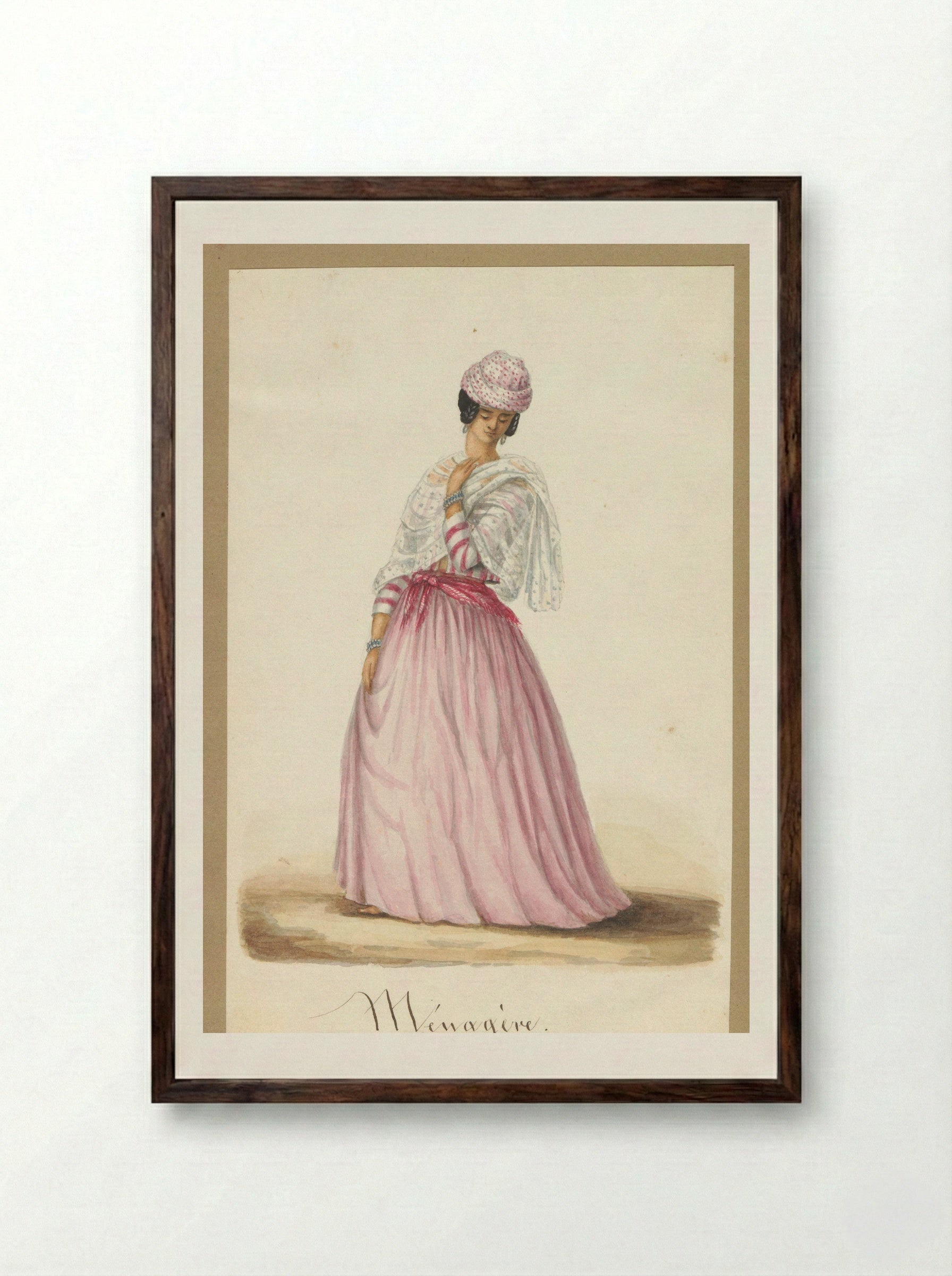 Jonge vrouw in koto misi - Jacob Marius Adriaan Martini van Geffen - Framed Print Dark Wood