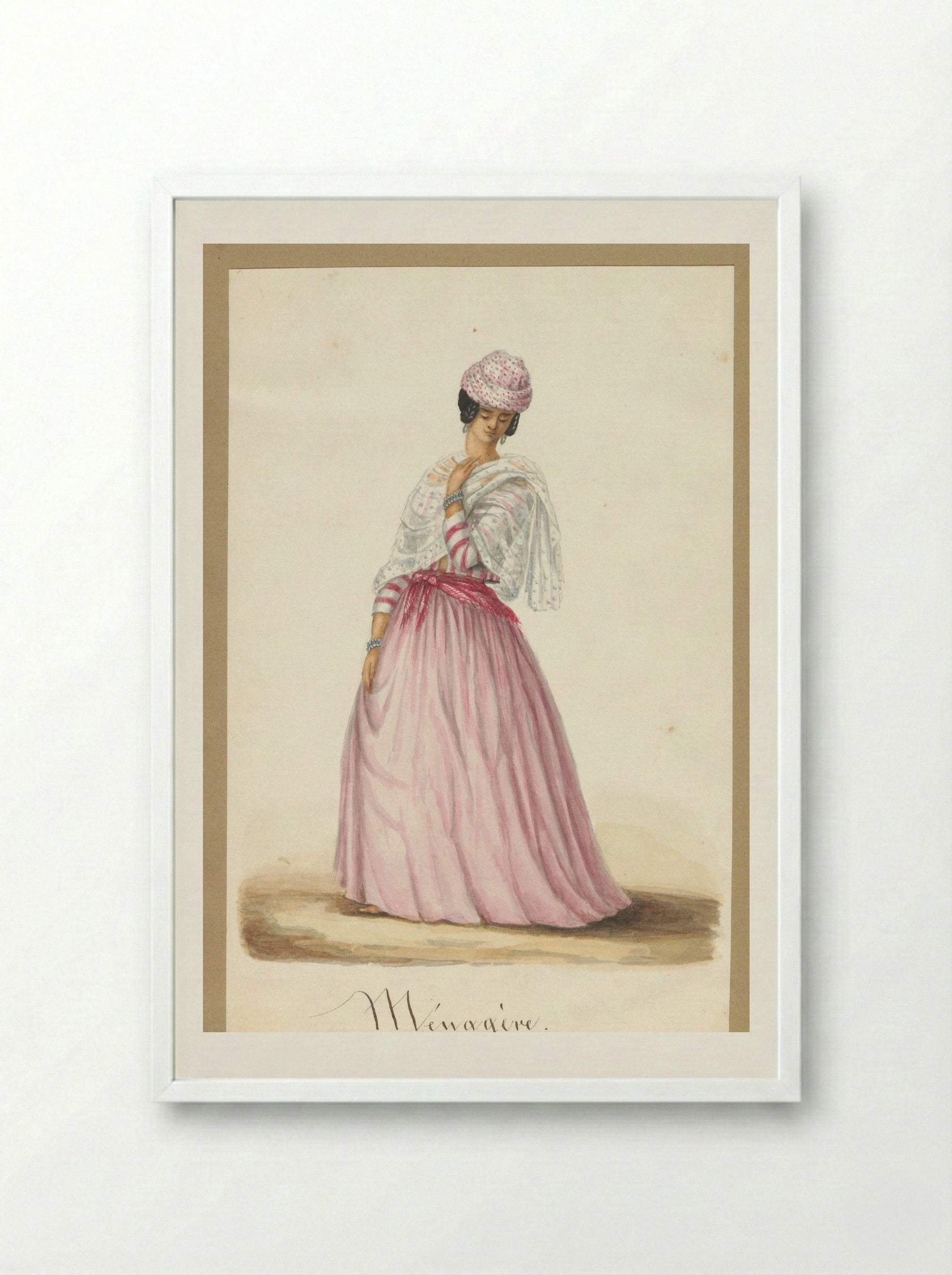 Jonge vrouw in koto misi - Jacob Marius Adriaan Martini van Geffen - Framed Print White