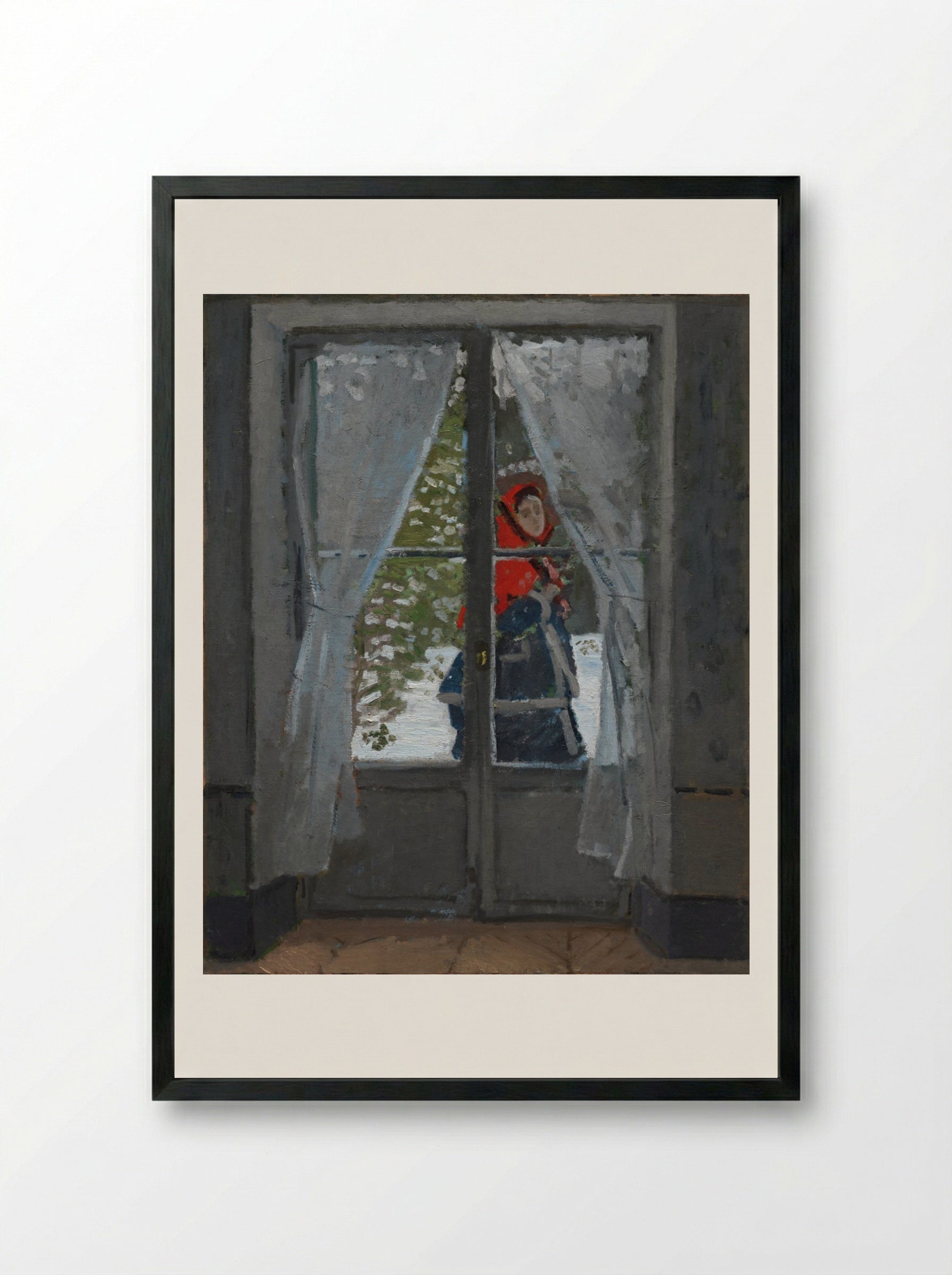 The Red Kerchief - Claude Monet - Framed Print Black