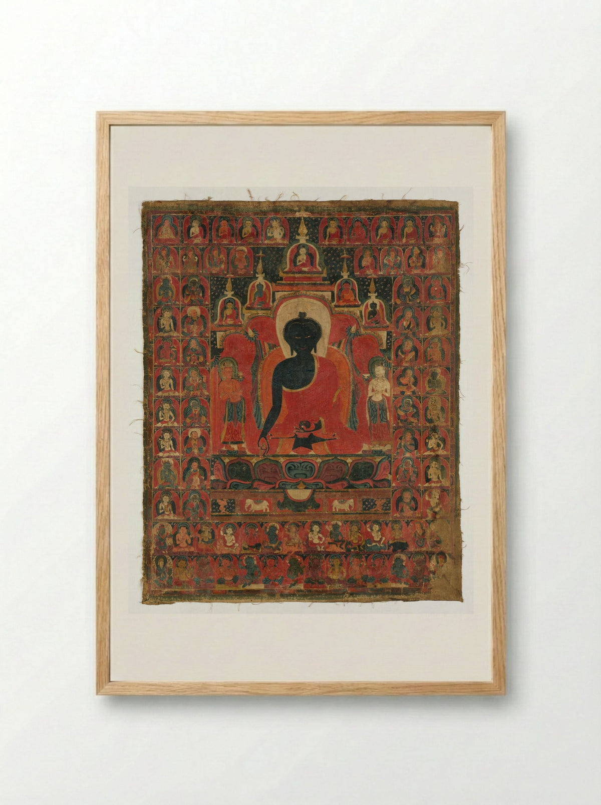 Seated Medicine Buddha (Bhaishajyaguru) - Fine Art Print - Framed Print Wood
