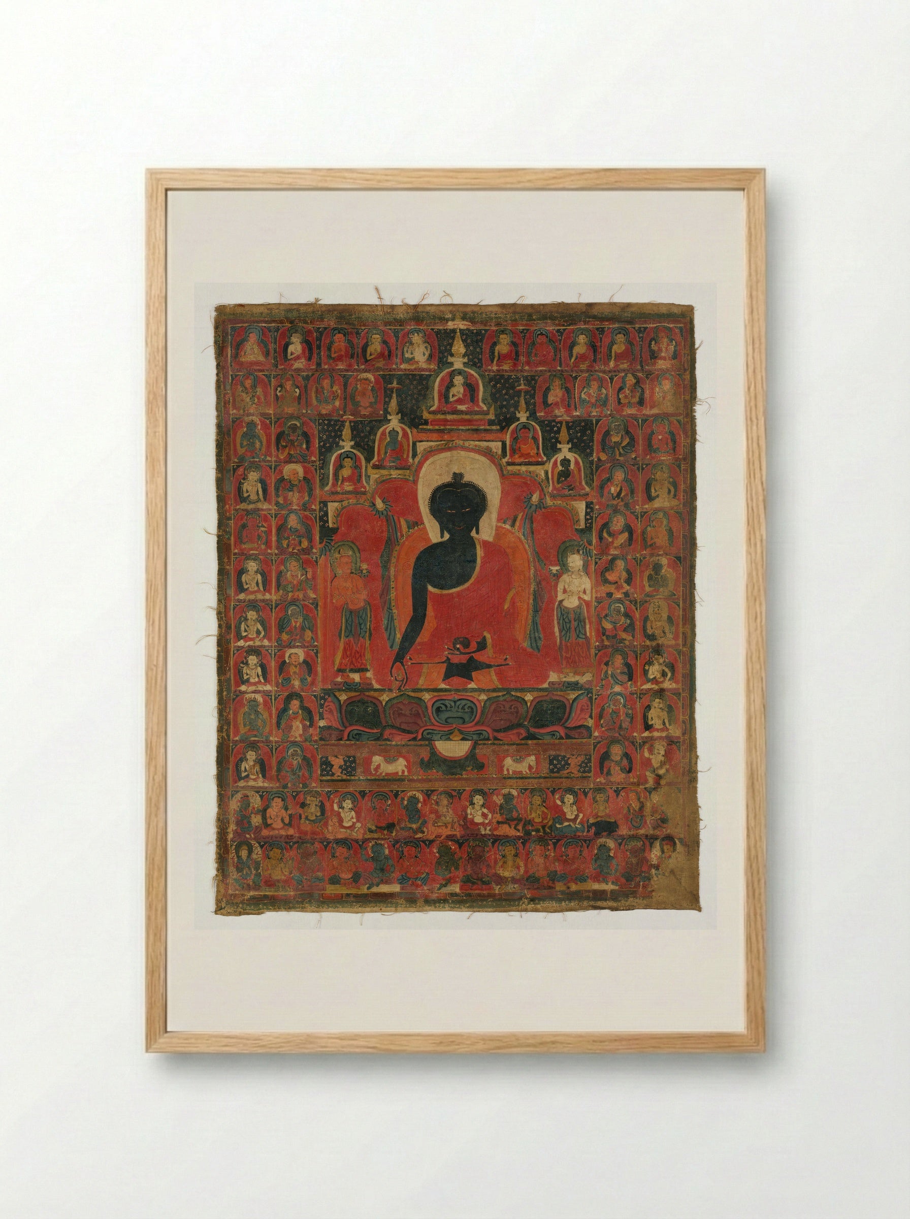 Seated Medicine Buddha (Bhaishajyaguru) - Fine Art Print - Framed Print Wood