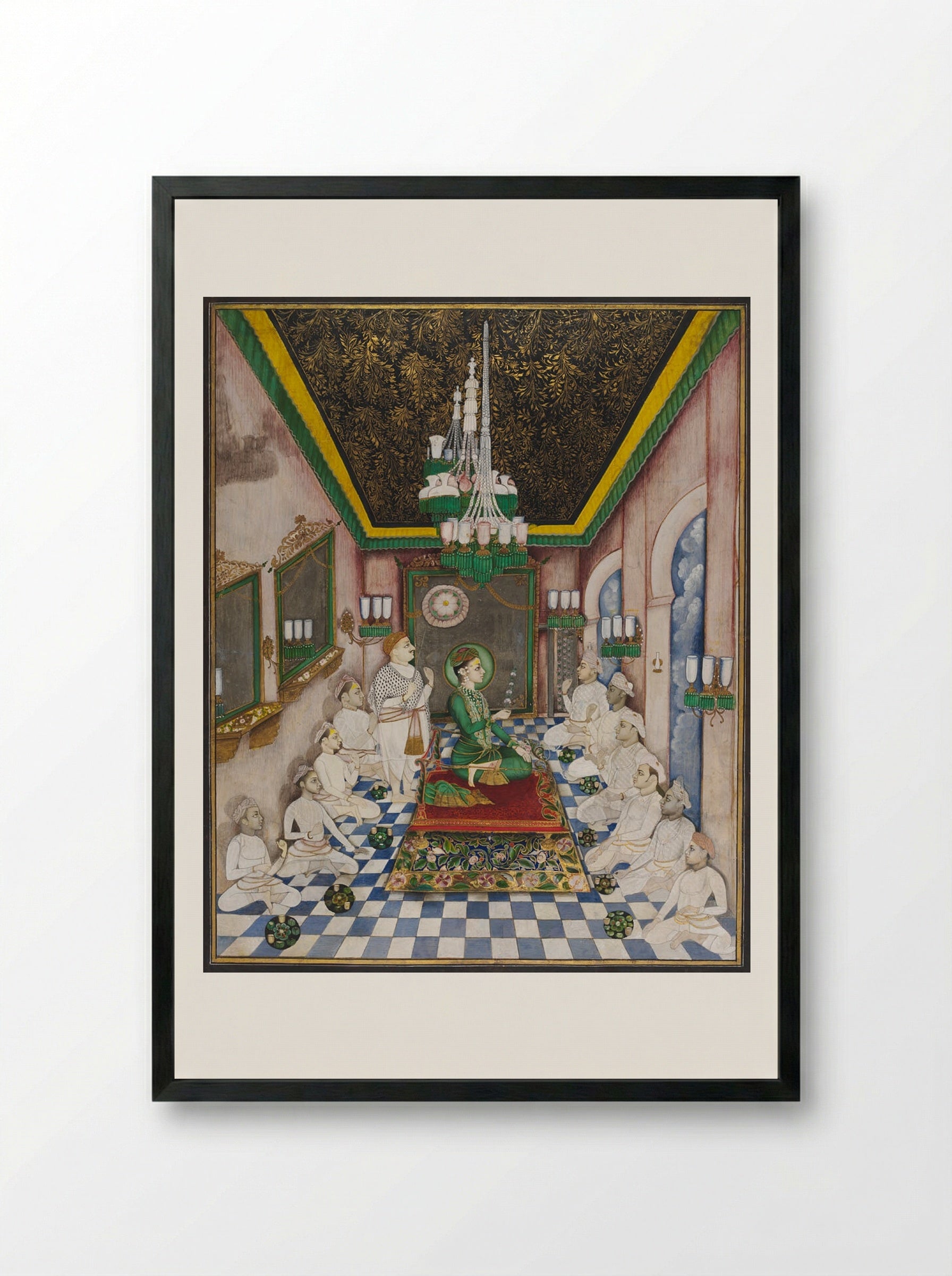 The Young Maharaja of Indore in Durbar - Unknown Artist - Framed Print Black