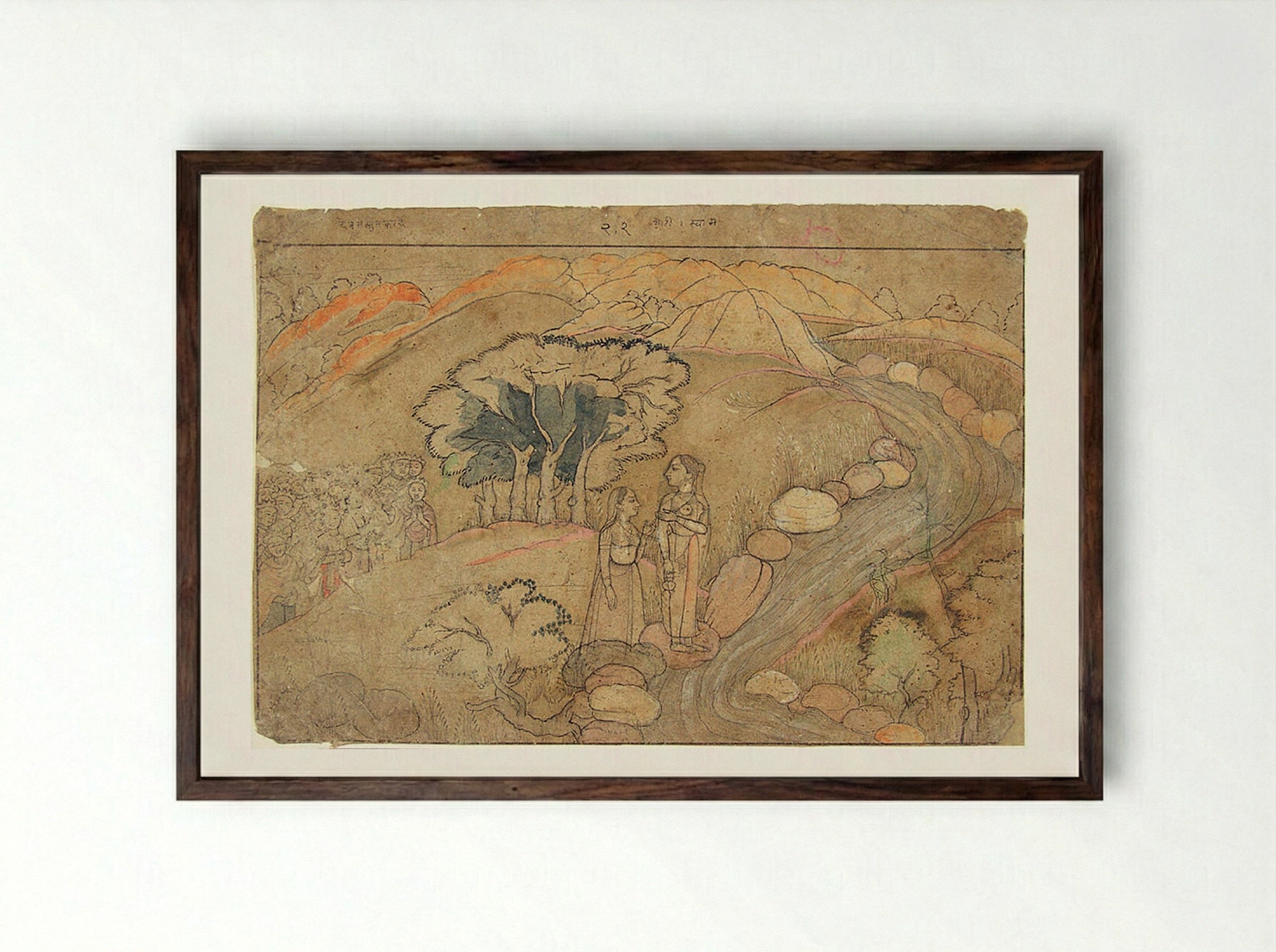 The Emergence of Kaushiki - Unknown Artist - Framed Print Dark Wood