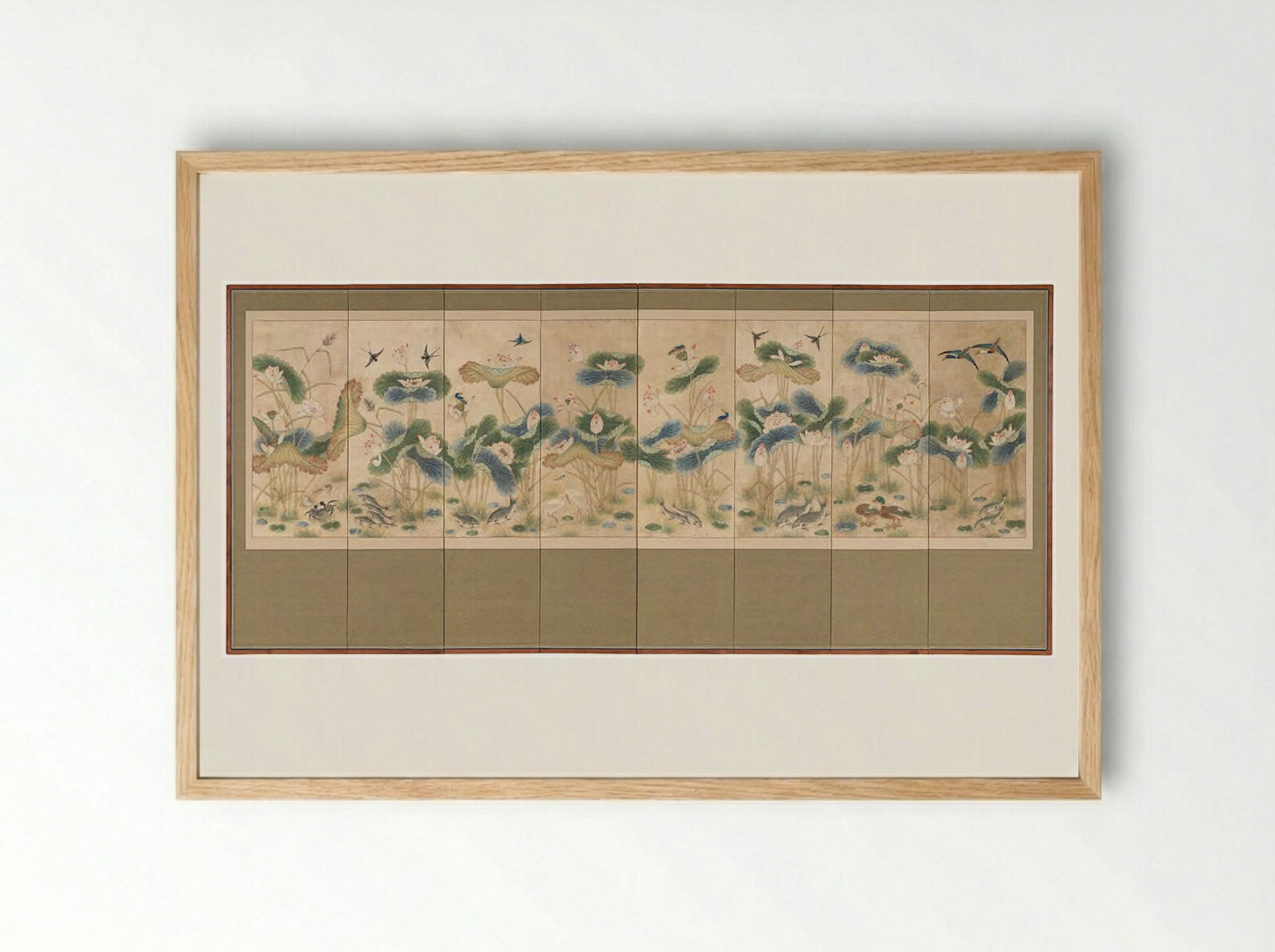 Lotuses and Birds - Unknown Artist - Framed Print Wood