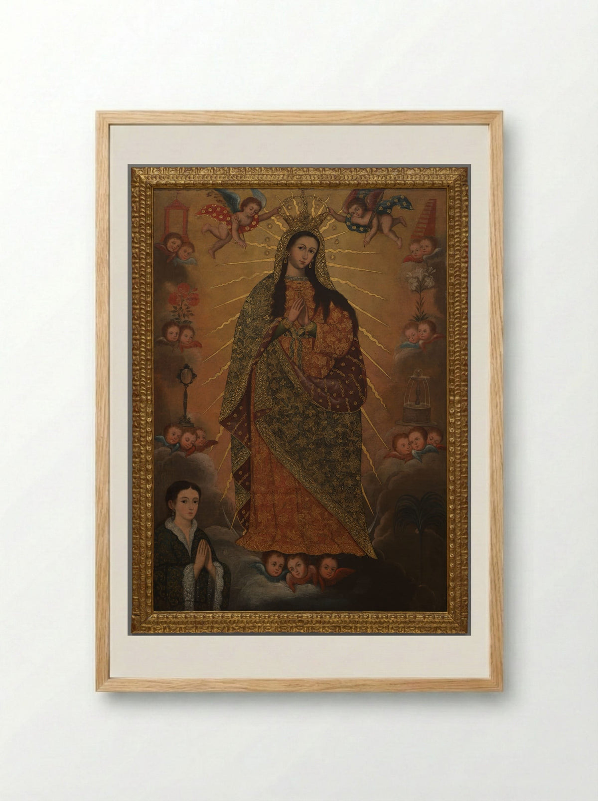 The Virgin of the Miracle with a Donor - Fine Art Print - Framed Print Wood