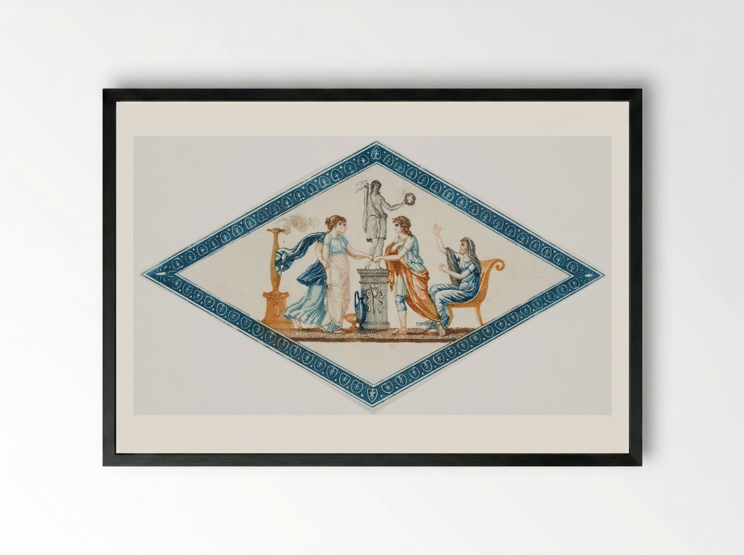 Untitled (Classical Allegory in Diamond Frame) - Fine Art Print - Framed Print Black