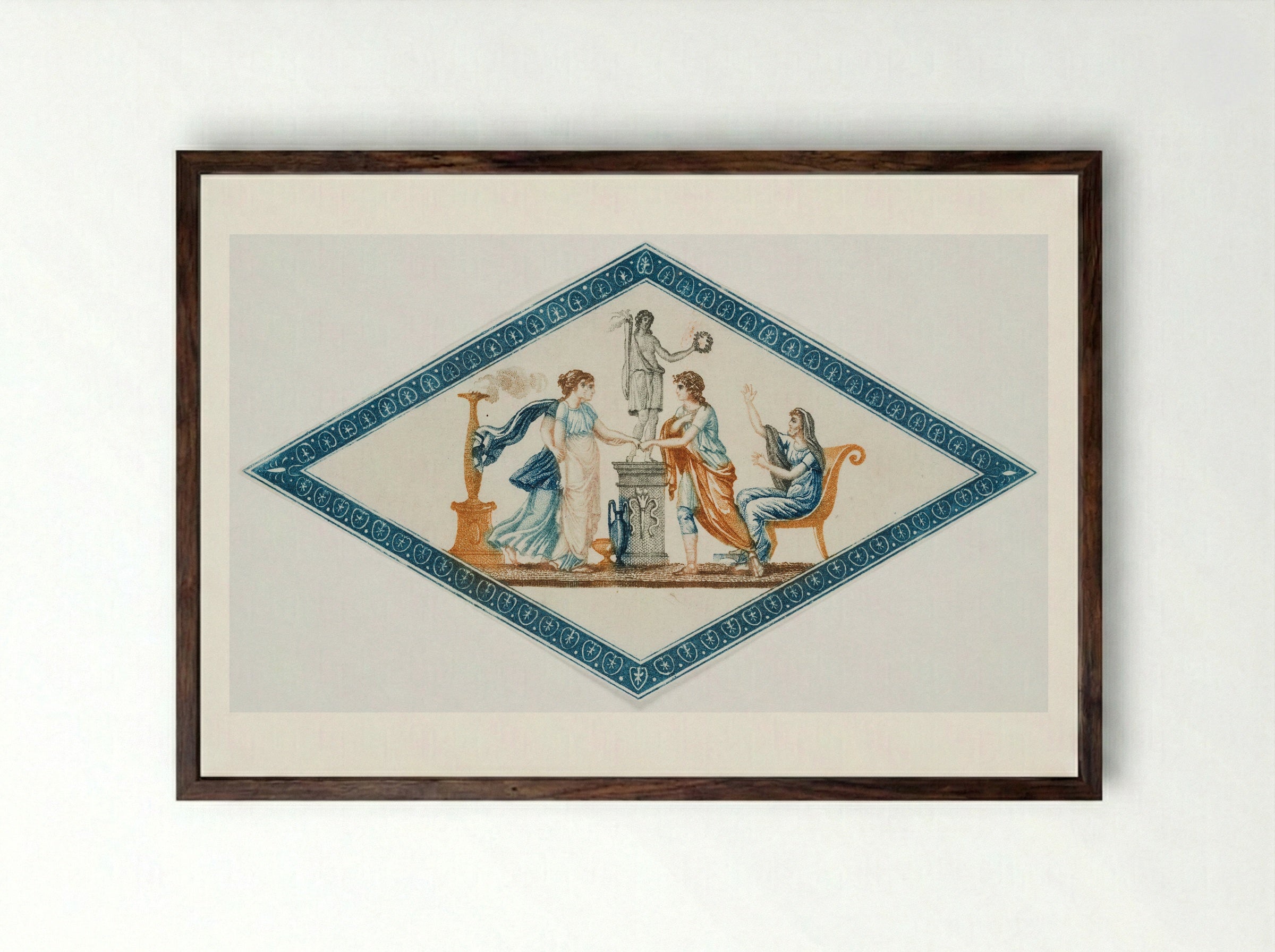 Untitled (Classical Allegory in Diamond Frame) - Fine Art Print - Framed Print Dark Wood