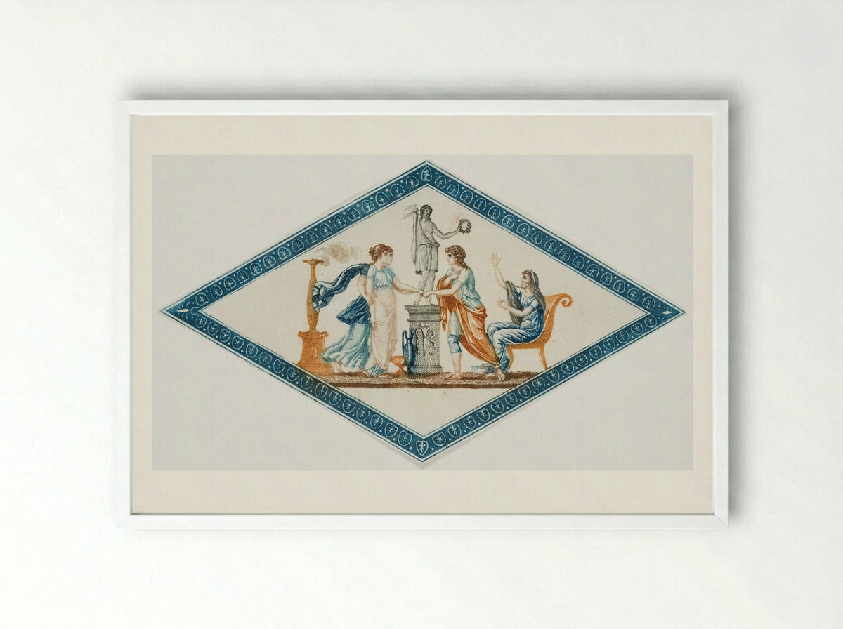 Untitled (Classical Allegory in Diamond Frame) - Fine Art Print - Framed Print White