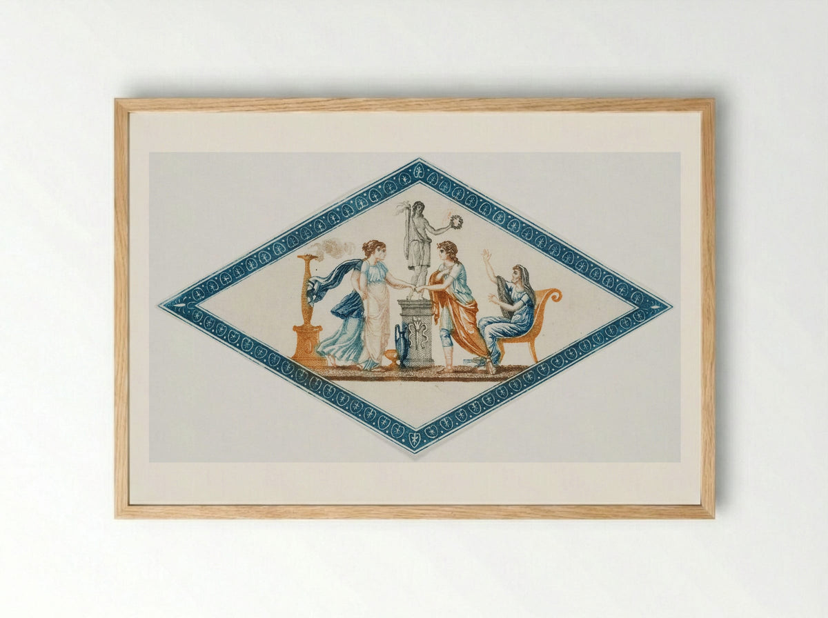 Untitled (Classical Allegory in Diamond Frame) - Fine Art Print - Framed Print Wood