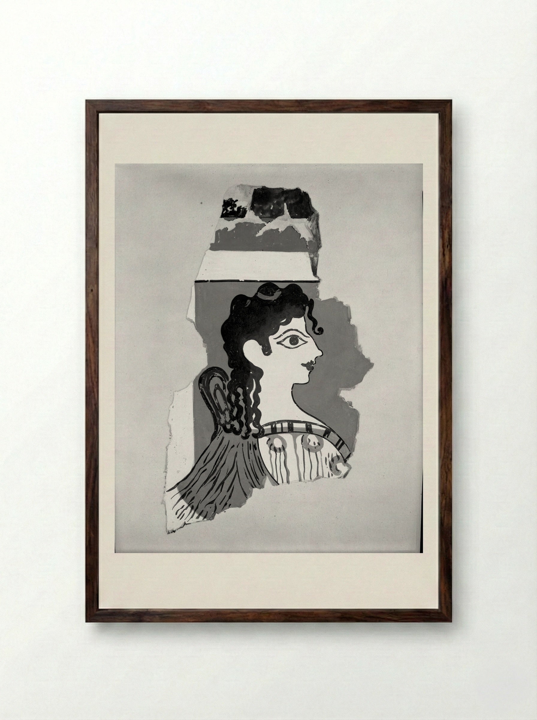 La Parisienne (After a Late Minoan Fresco) - Fine Art Print - Framed Print Dark Wood