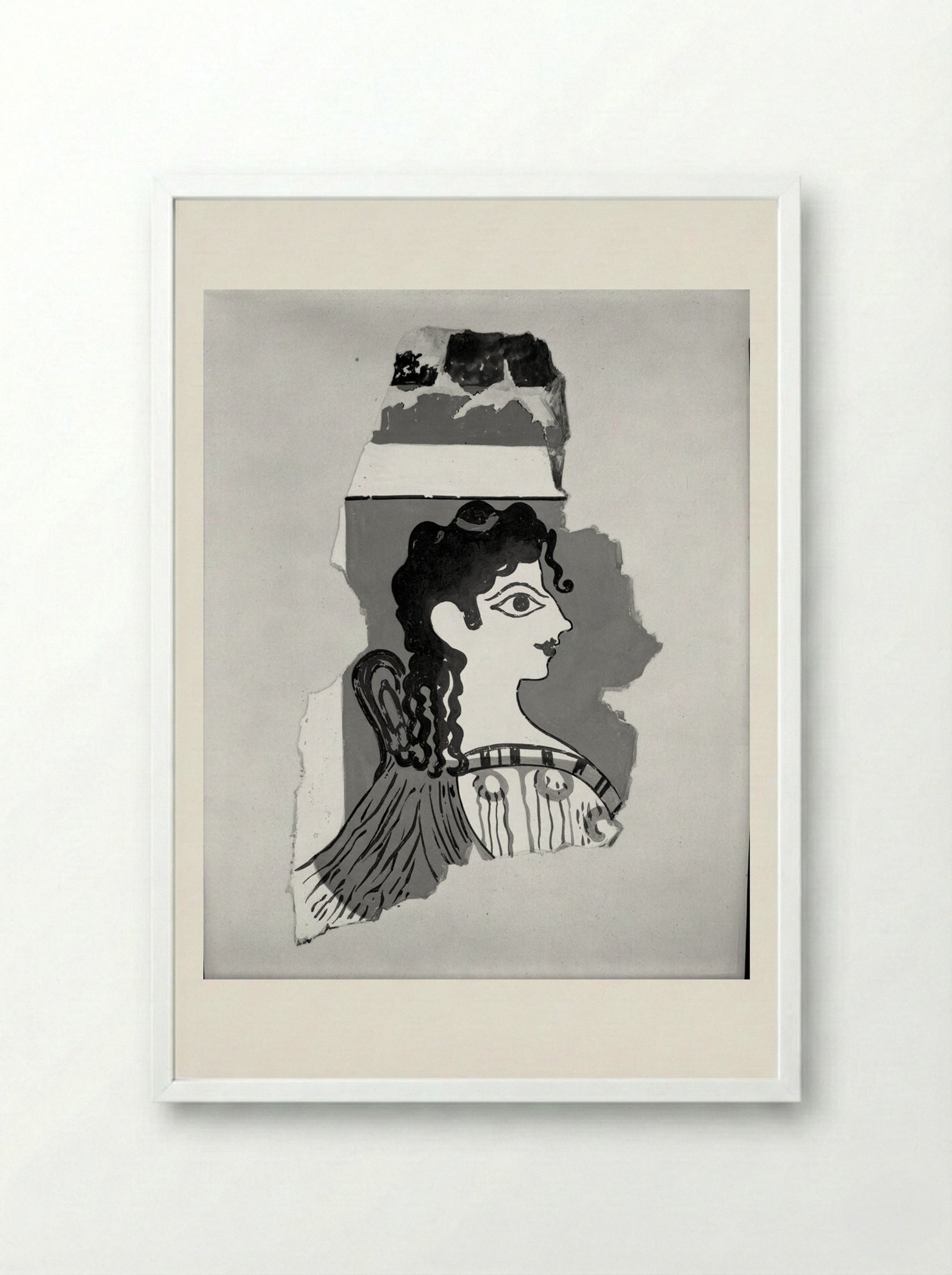 La Parisienne (After a Late Minoan Fresco) - Fine Art Print - Framed Print White