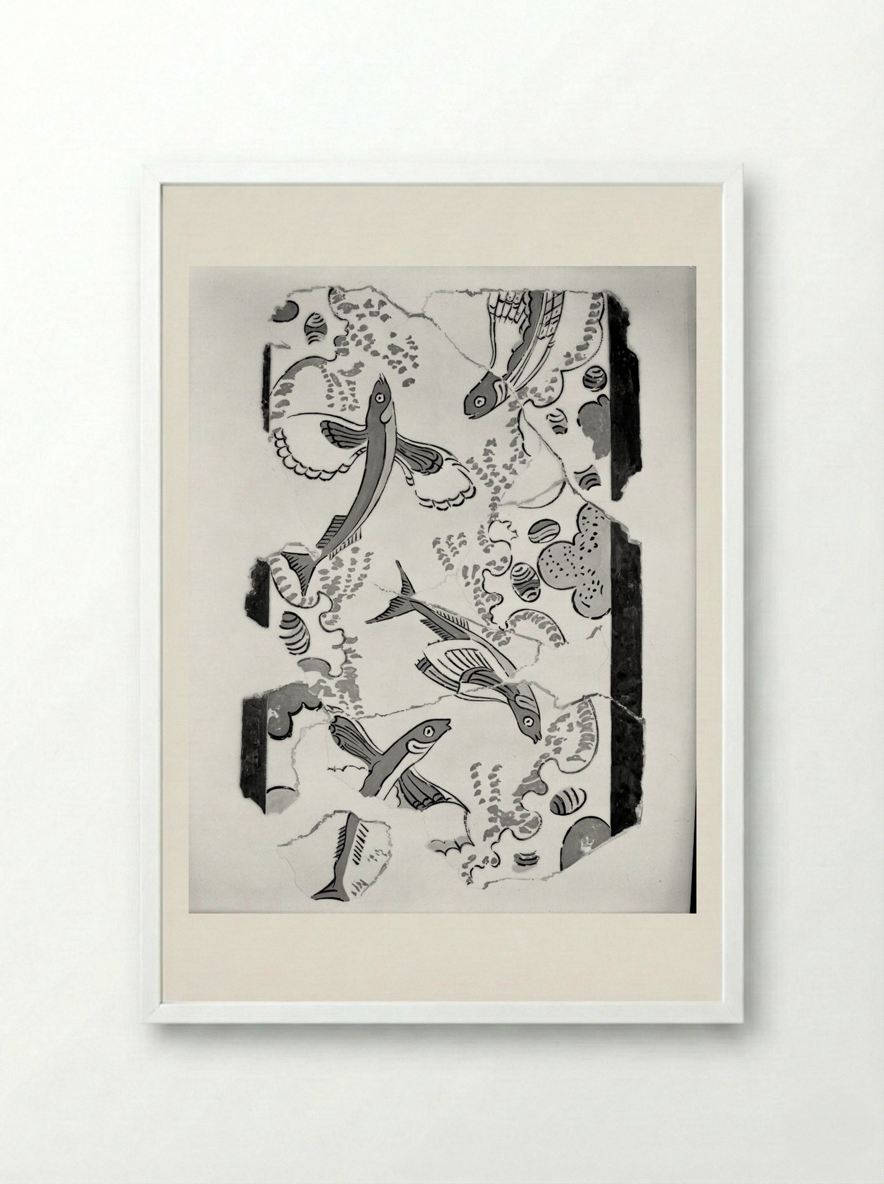 Flying Fish, after a fresco in the National Museum, Athens - Unidentified Artist - Framed Print White