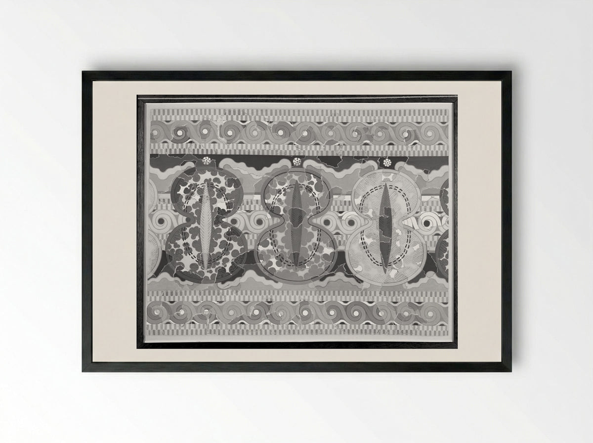 Ornamental Frieze (after a fresco from the Palace of Tiryns, Argolis) - Fine Art Print - Framed Print Black