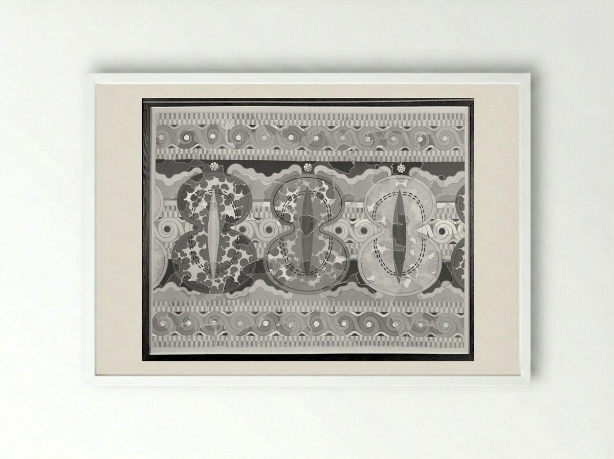 Ornamental Frieze (after a fresco from the Palace of Tiryns, Argolis) - Fine Art Print - Framed Print White
