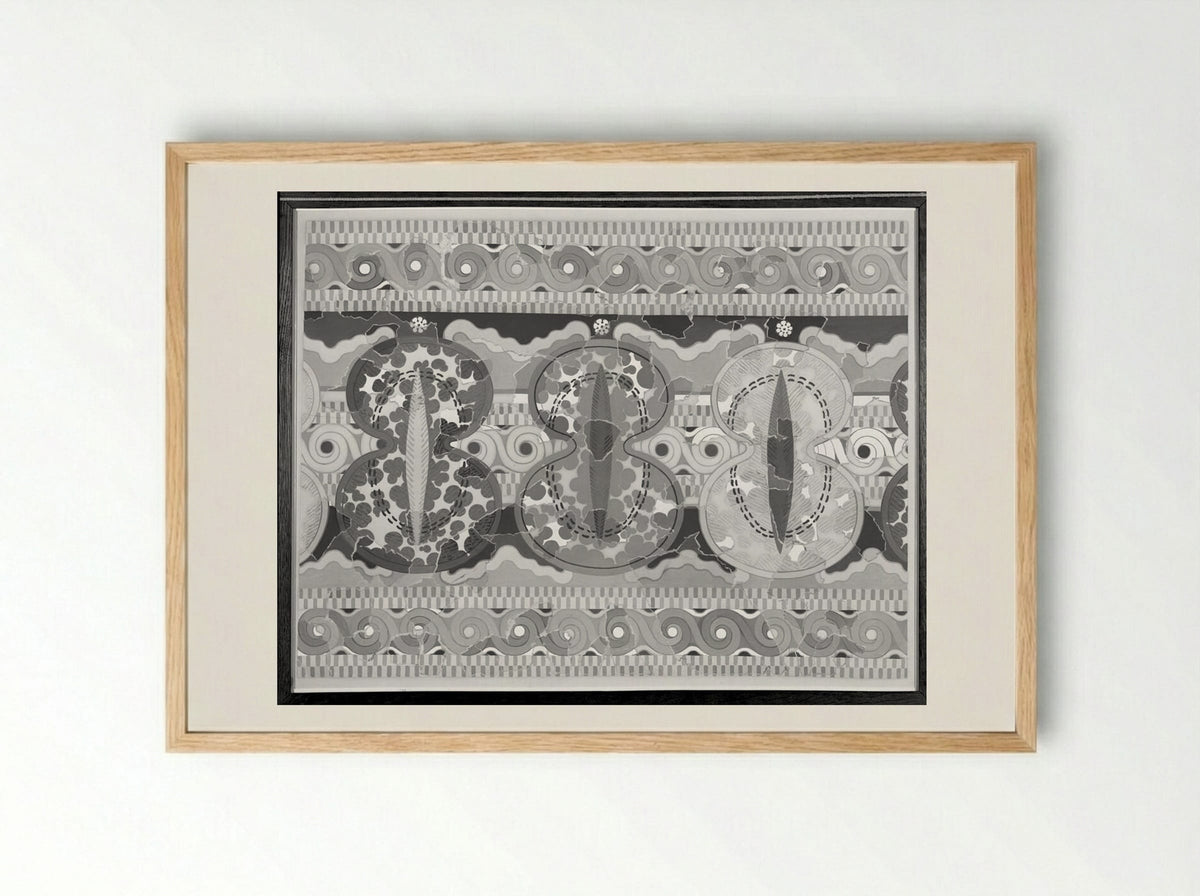 Ornamental Frieze (after a fresco from the Palace of Tiryns, Argolis) - Fine Art Print - Framed Print Wood