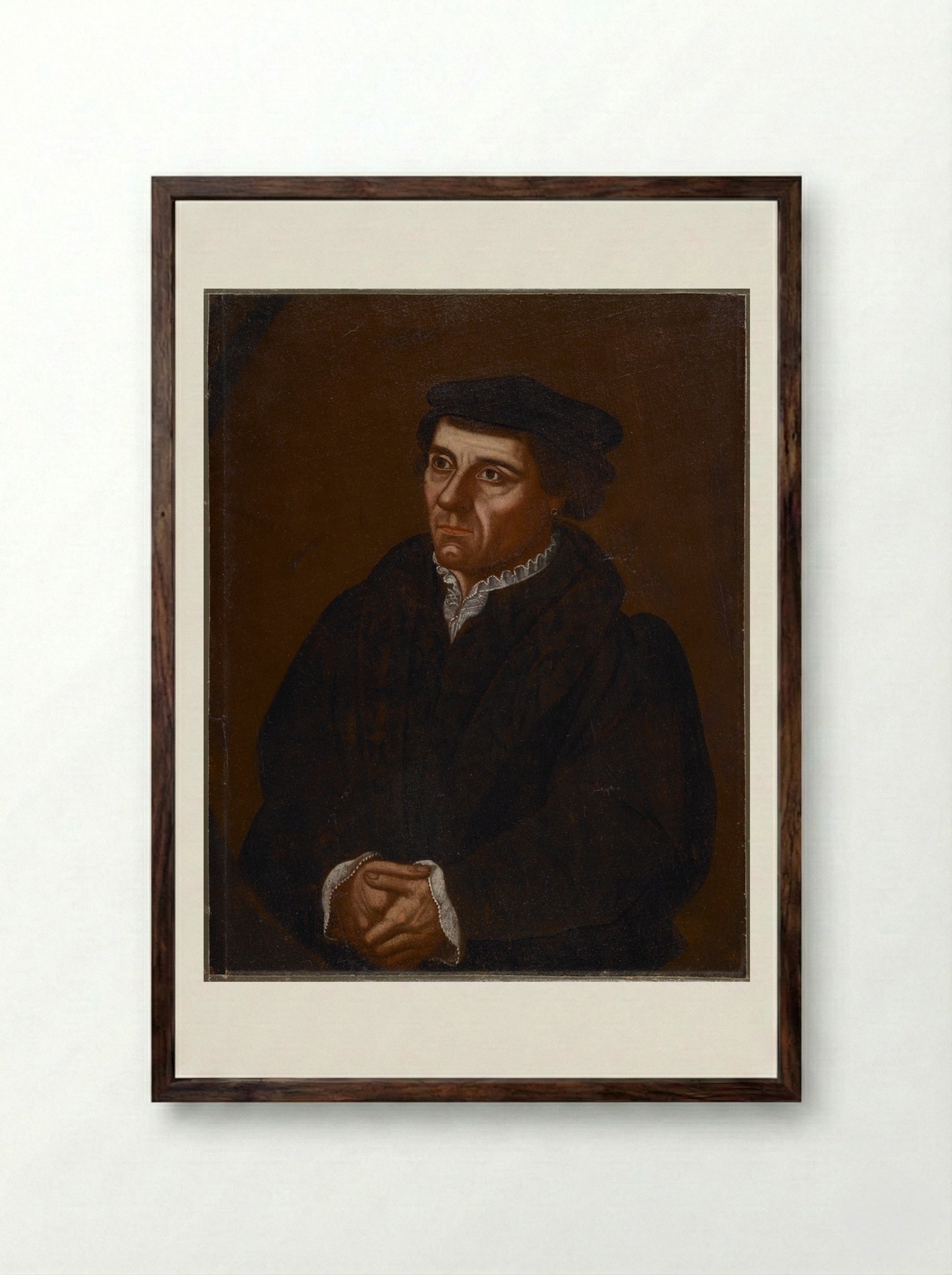 Portrait of Adam Winthrop - Unidentified Artist - Framed Print Dark Wood