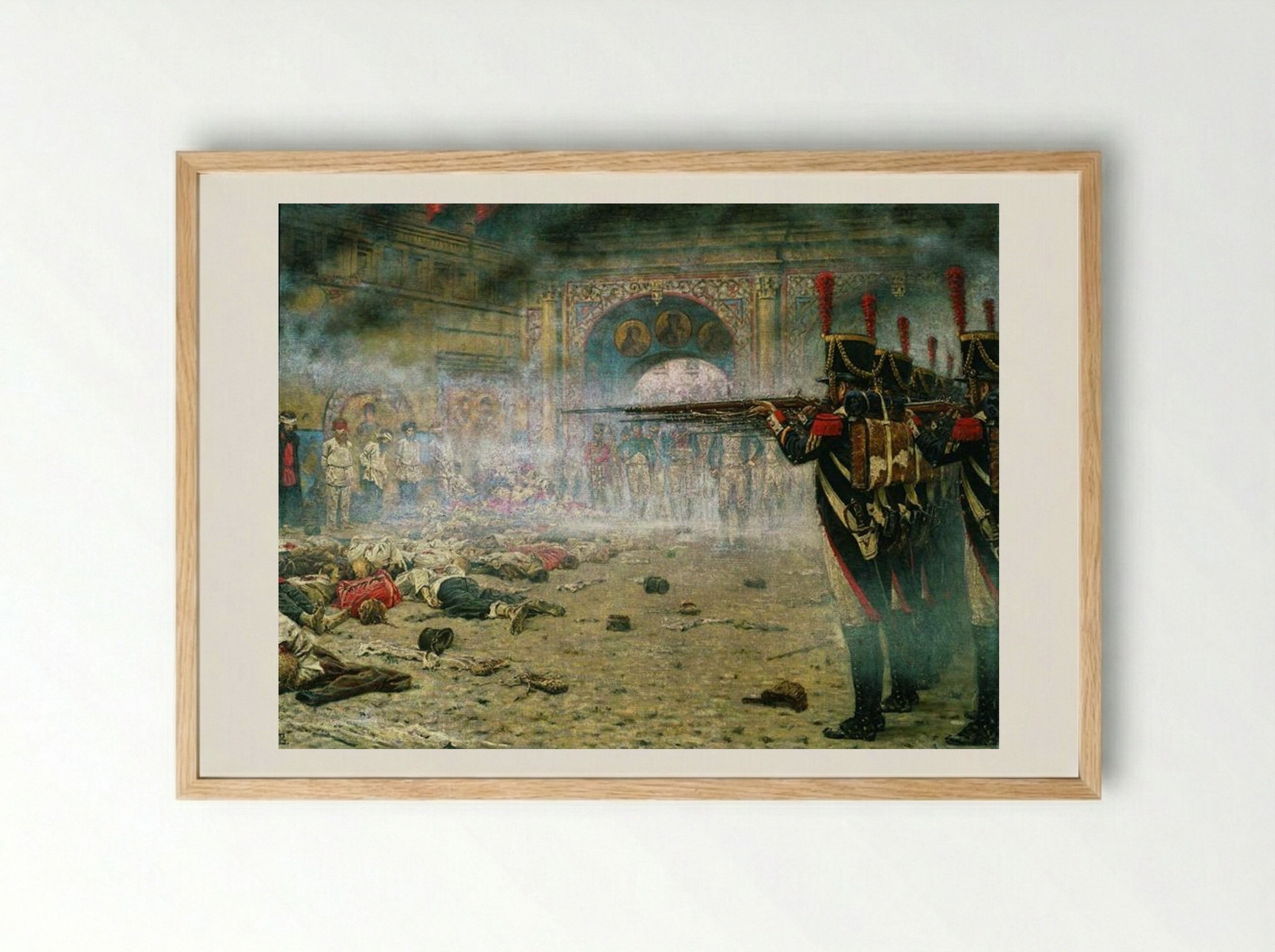 In Defeated Moscow (Arsonists or Shooting in the Kremlin) - Vasily Vereshchagin - Framed Print Wood