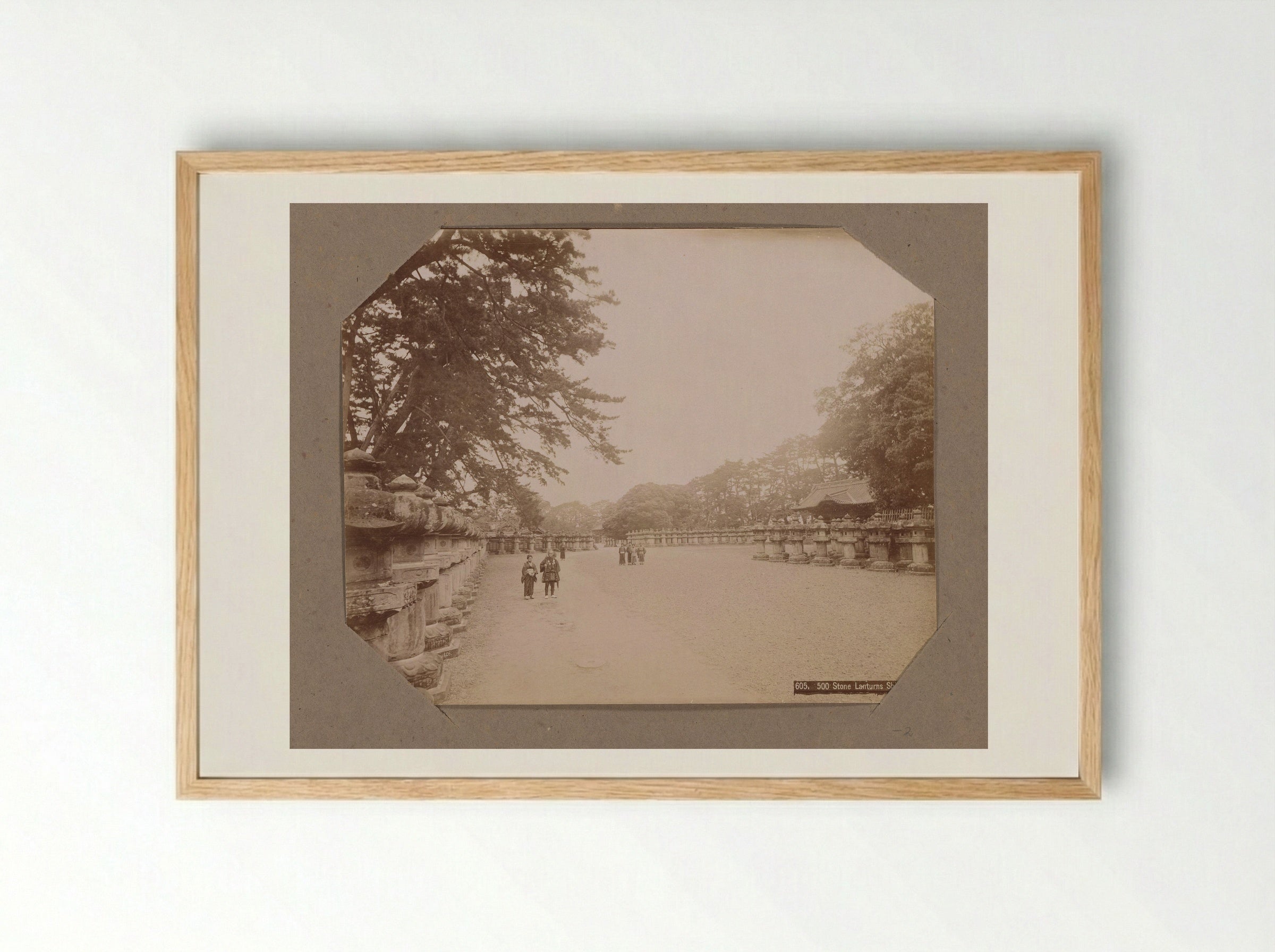 Five Hundred Stone Lanterns at Shiba Park, Tokyo - Kusakabe Kimbei - Framed Print Wood