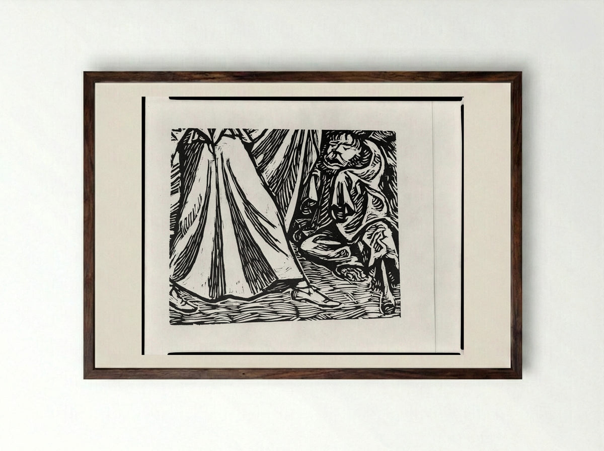 Dance of Death I, Fragment 2 - Ernst Barlach - Framed Print Dark Wood