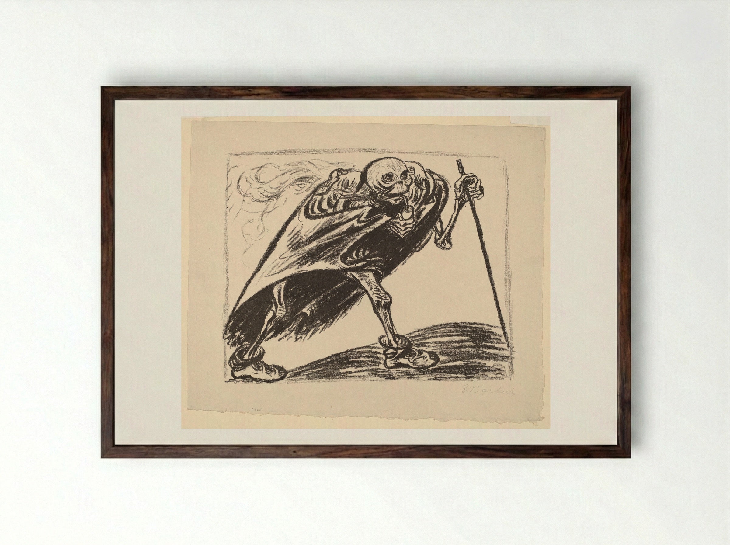Wandering Death - Ernst Barlach - Framed Print Dark Wood