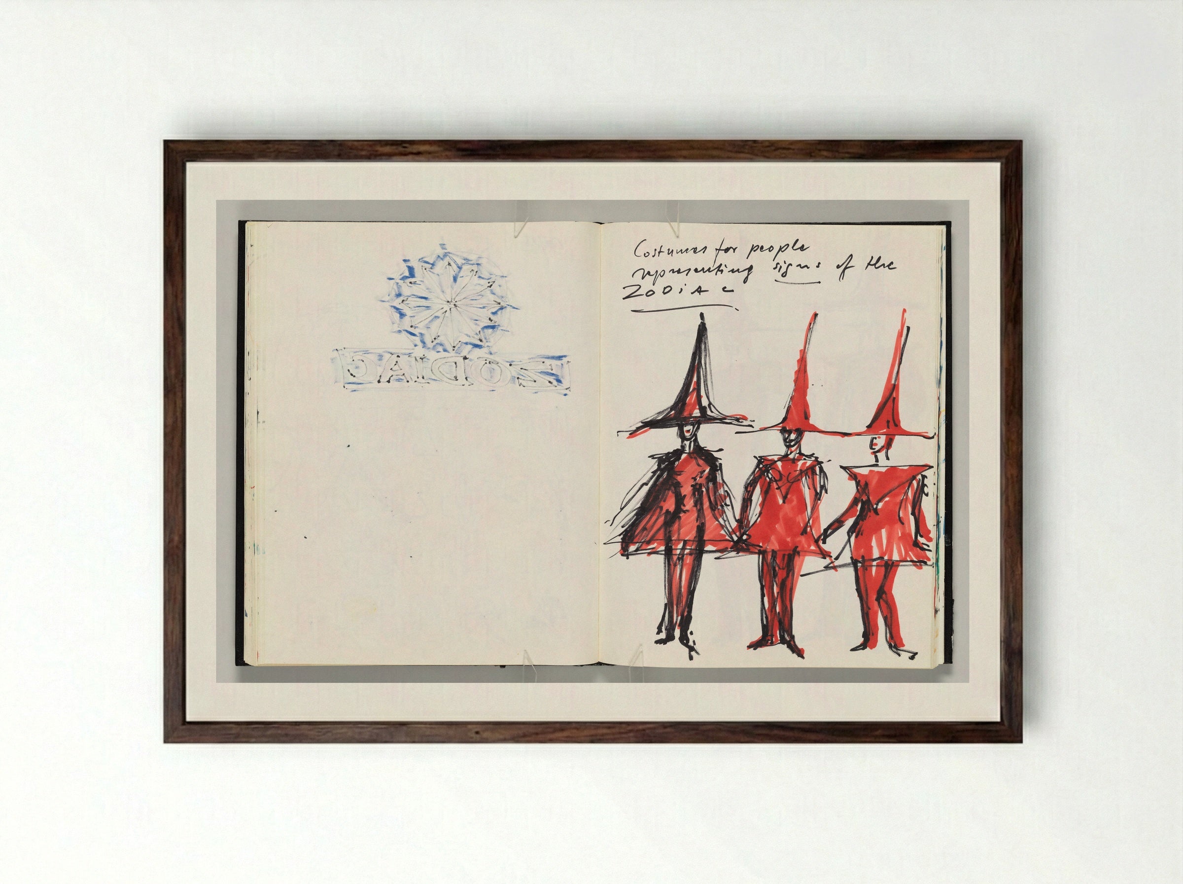 Untitled (Zodiac Costume Designs) - Otto Piene - Framed Print Dark Wood