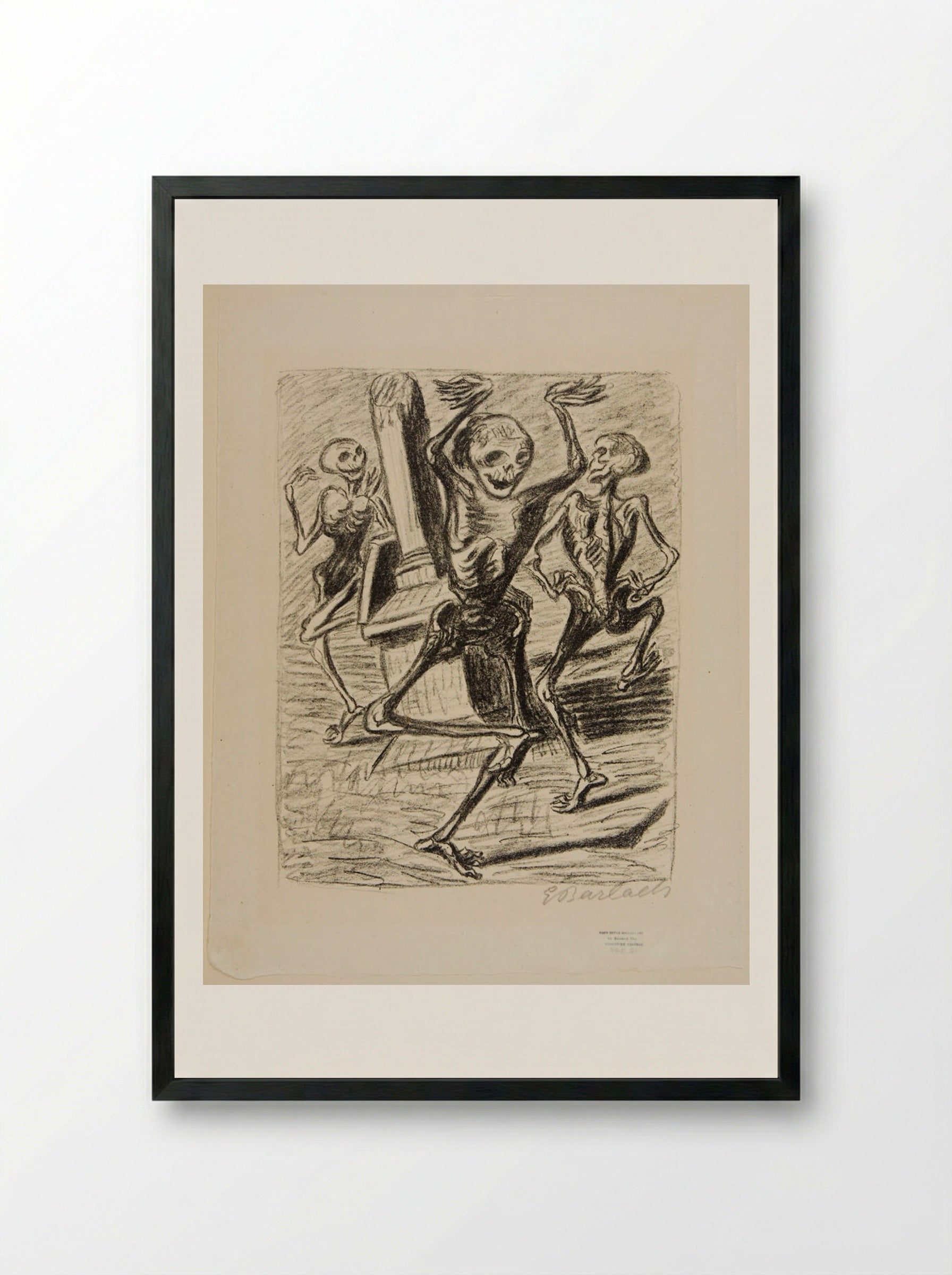 The Dance of the Dead 2: Three Dancing Skeletons - Ernst Barlach - Framed Print Black
