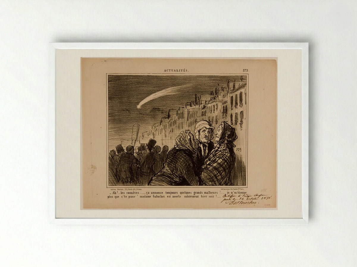 Ah!...the comets..., that always signals some great misfortunes! - Honoré-Victorin Daumier - Framed Print White