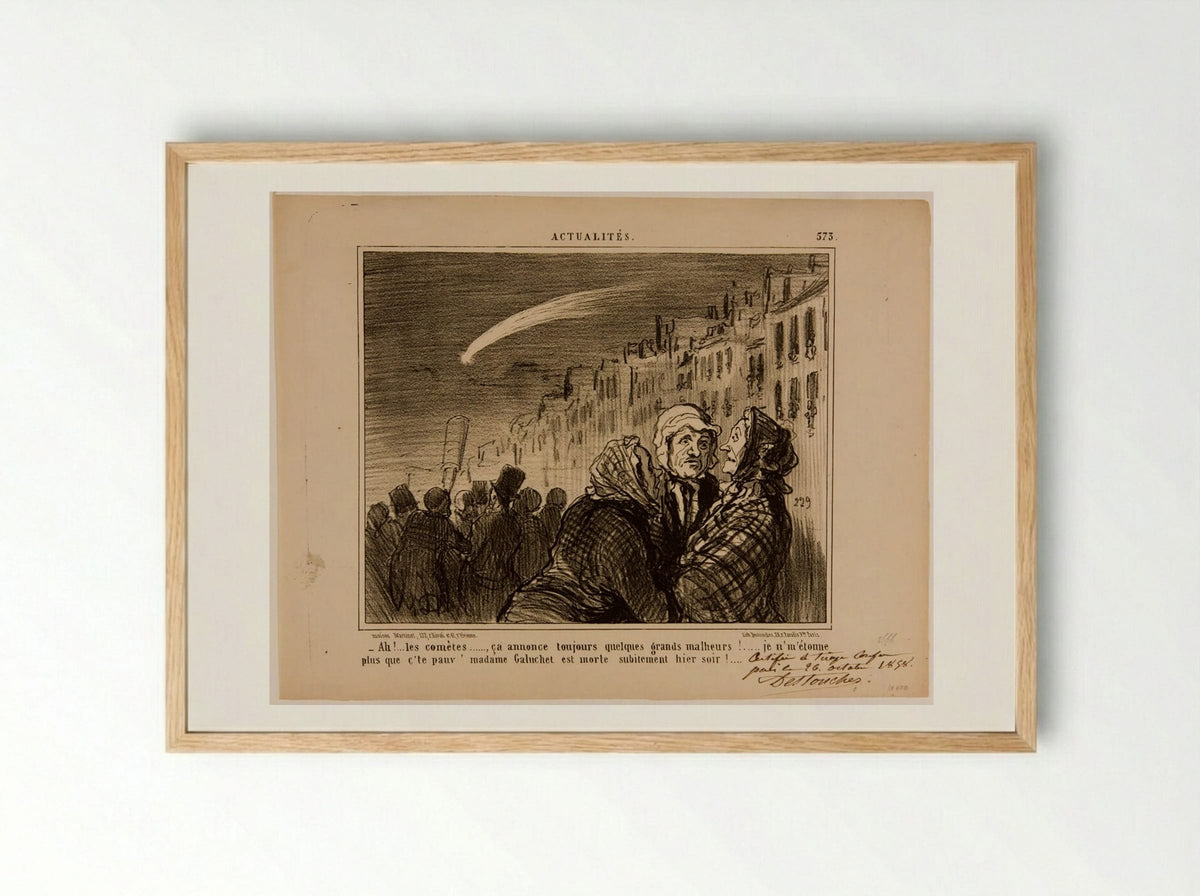 Ah!...the comets..., that always signals some great misfortunes! - Honoré-Victorin Daumier - Framed Print Wood