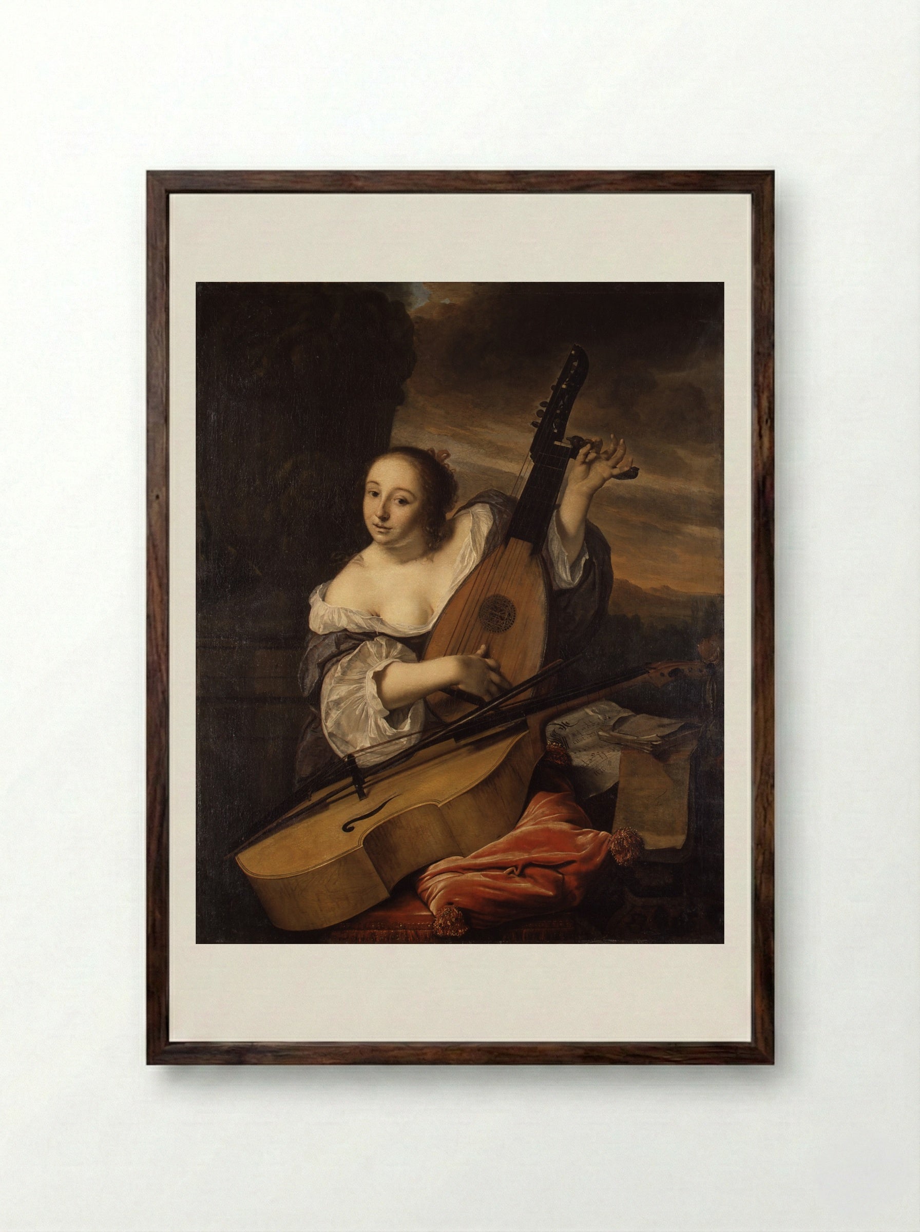 The Musician - Bartholomeus van der Helst - Framed Print Dark Wood