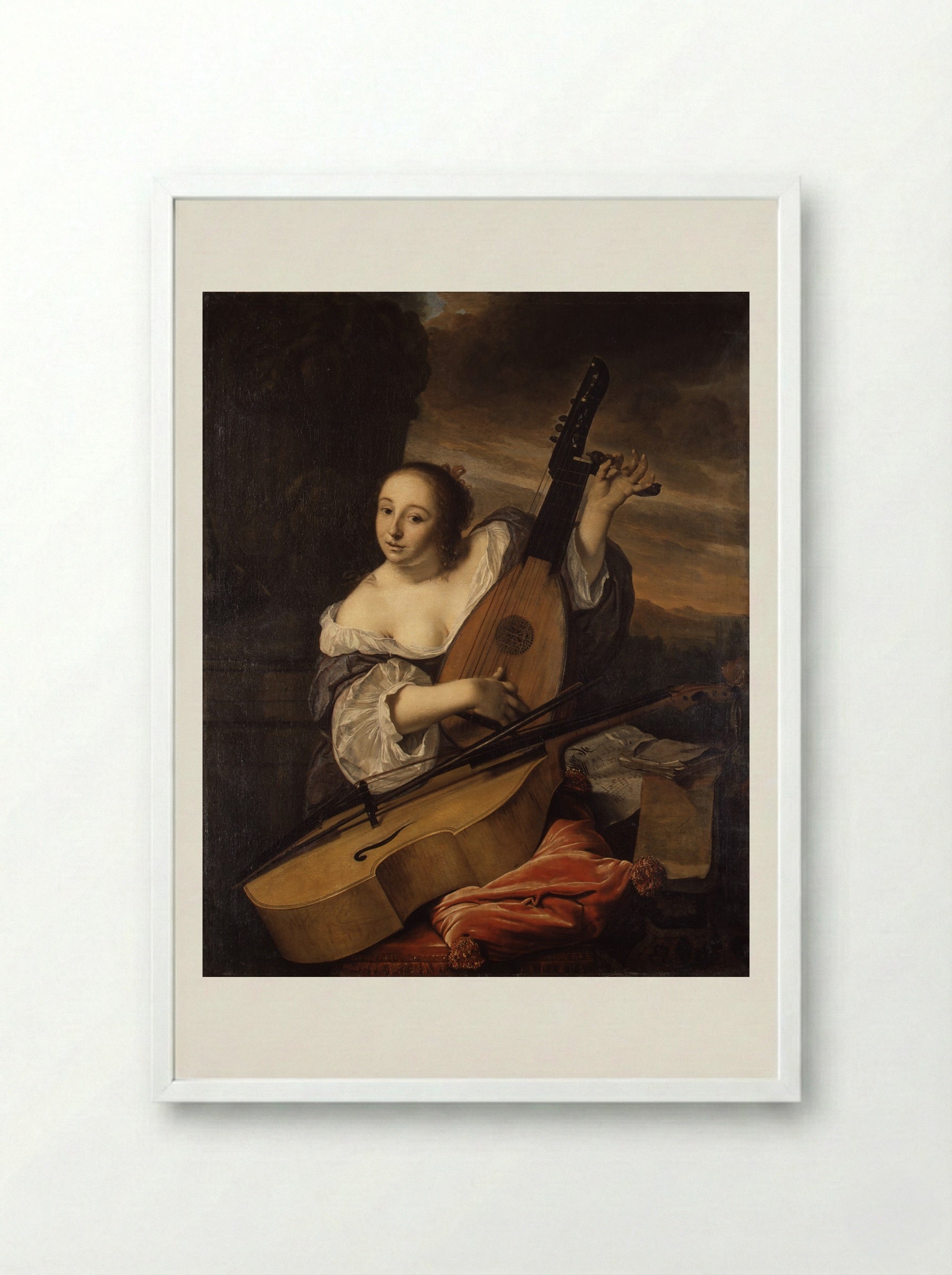 The Musician - Bartholomeus van der Helst - Framed Print White