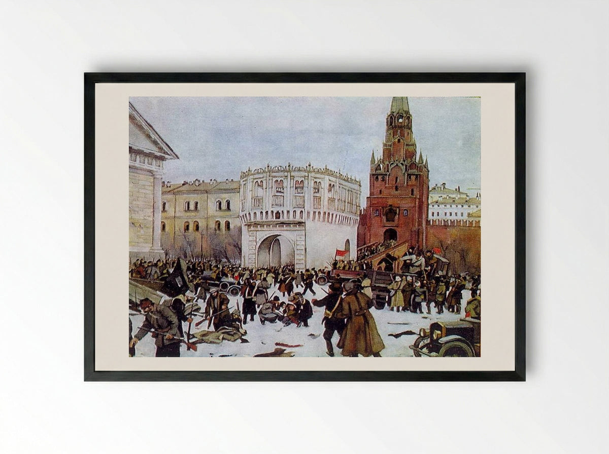 Entry into the Kremlin through the Trinity Gates, 2 (15) November 1917 - Konstantin Yuon - Framed Print Black