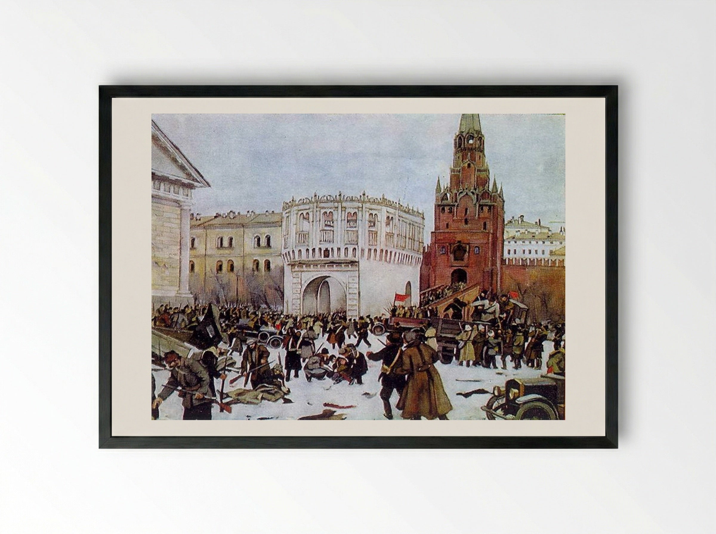 Entry into the Kremlin through the Trinity Gates, 2 (15) November 1917 - Konstantin Yuon - Framed Print Black