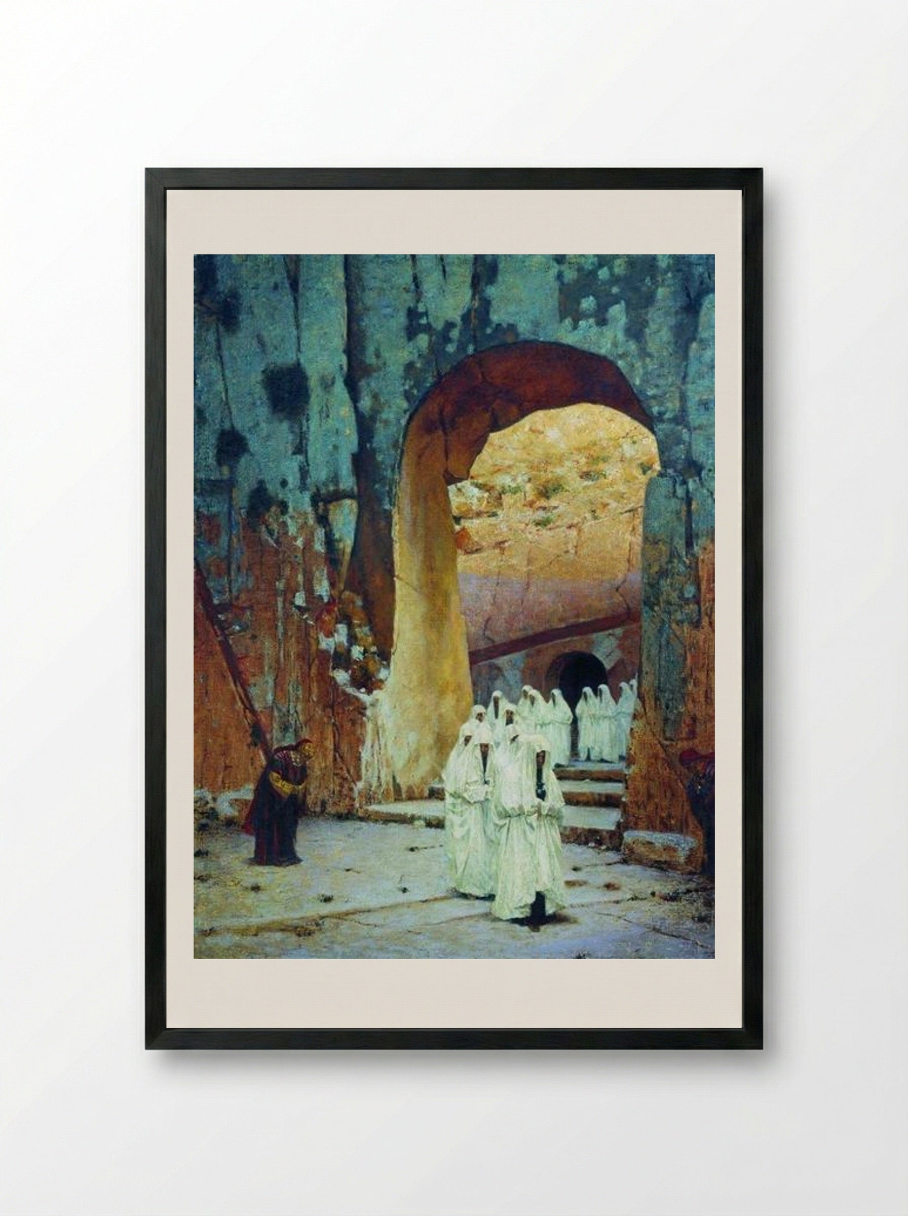 In Jerusalem. Royal Tombs - Vasily Vereshchagin - Framed Print Black