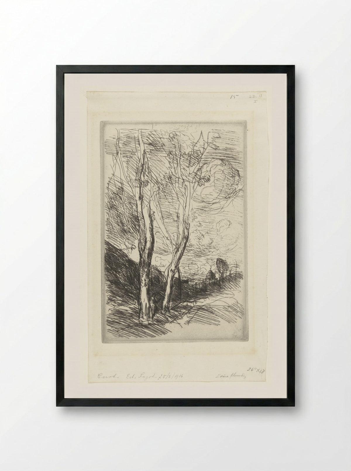 Souvenir d'Italie (The Florentine Dome) - Jean-Baptiste-Camille Corot - Framed Print Black
