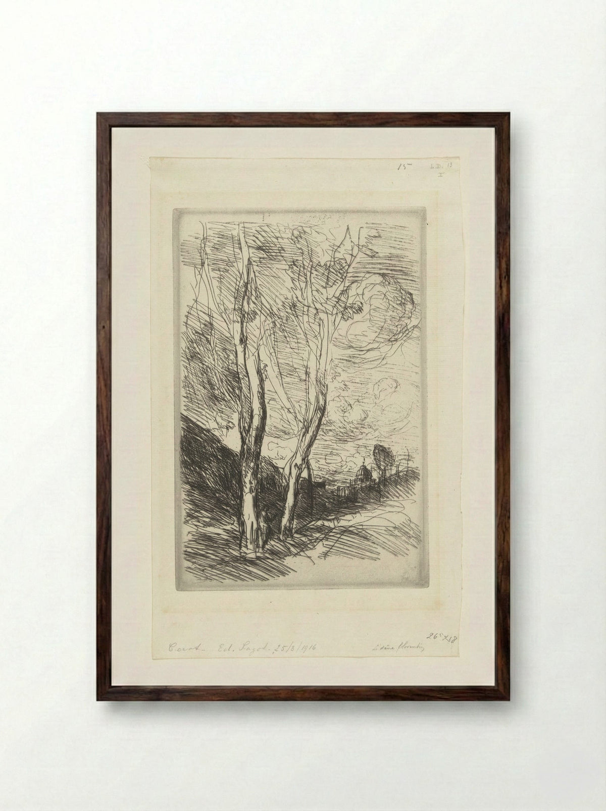 Souvenir d'Italie (The Florentine Dome) - Jean-Baptiste-Camille Corot - Framed Print Dark Wood