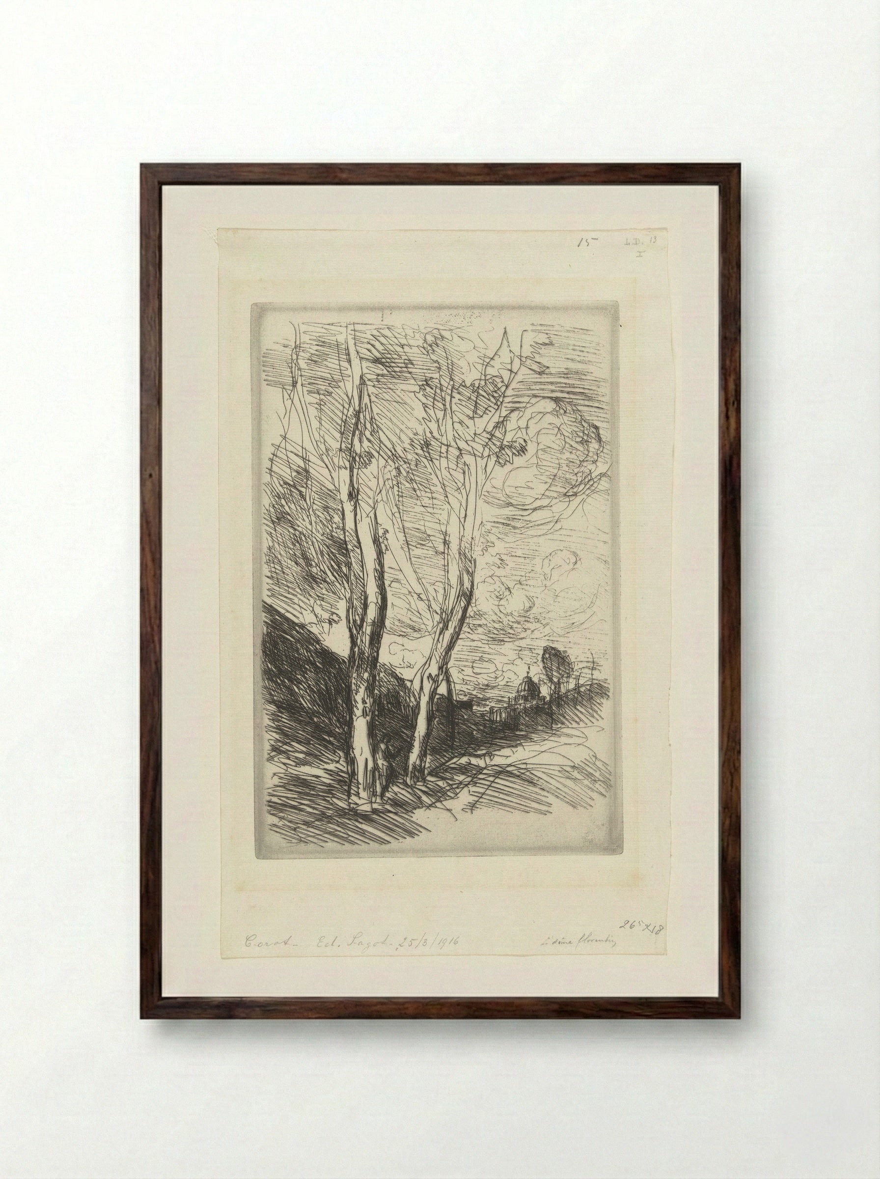 Souvenir d'Italie (The Florentine Dome) - Jean-Baptiste-Camille Corot - Framed Print Dark Wood