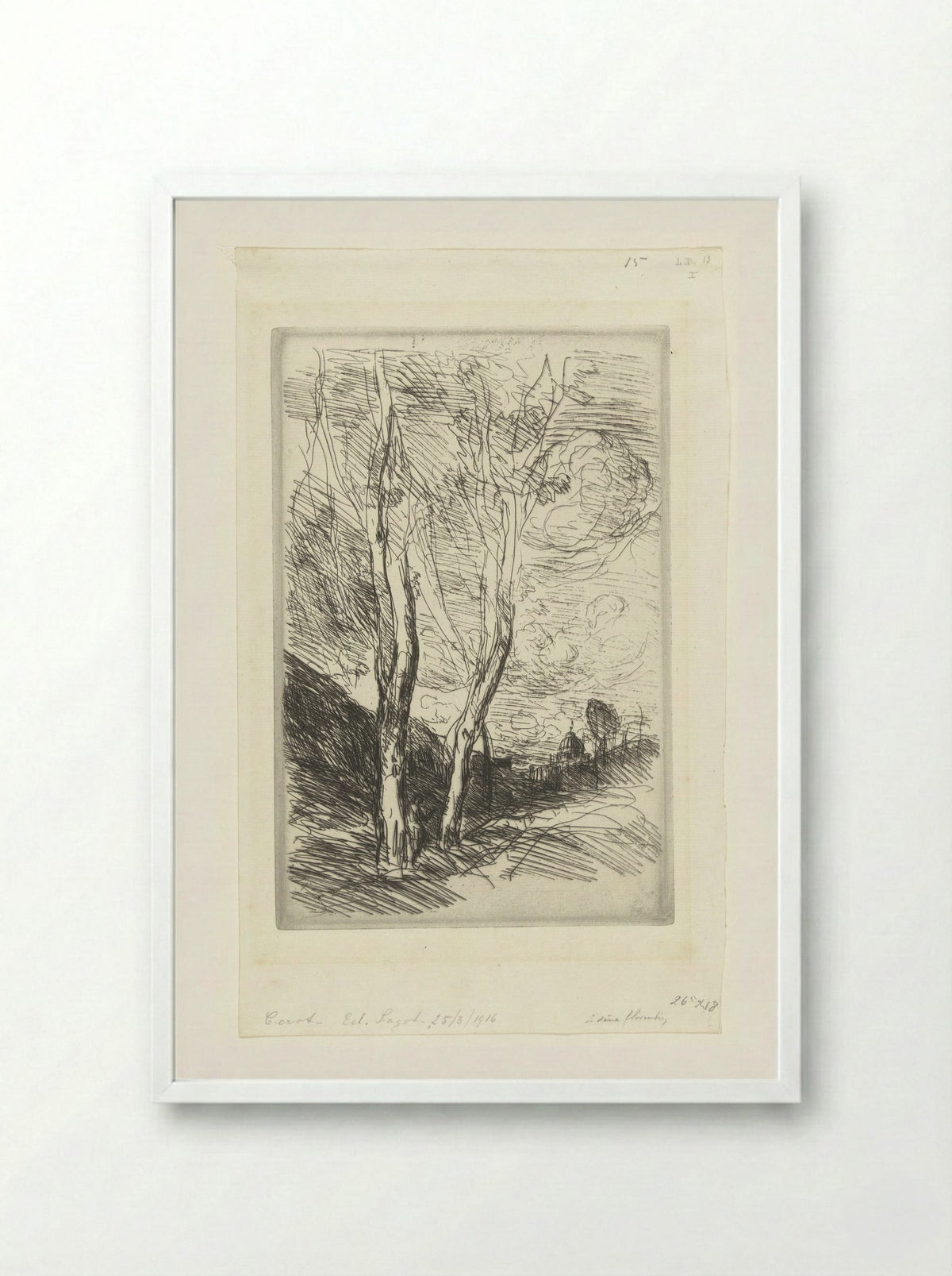 Souvenir d'Italie (The Florentine Dome) - Jean-Baptiste-Camille Corot - Framed Print White