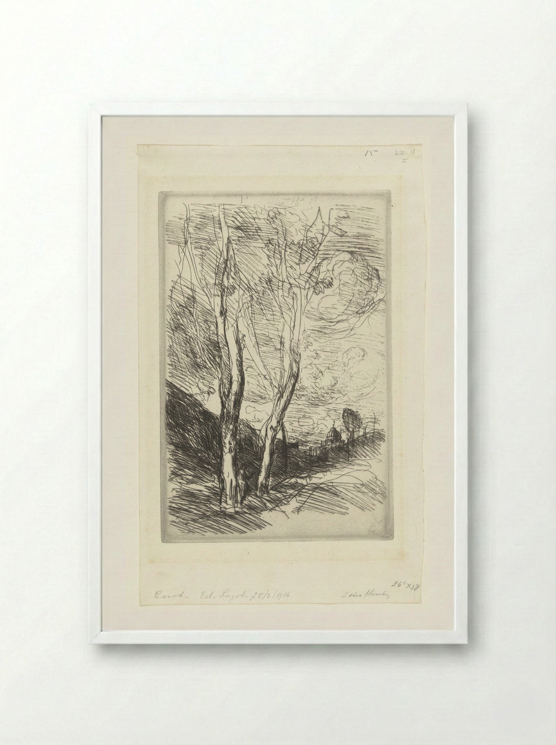 Souvenir d'Italie (The Florentine Dome) - Jean-Baptiste-Camille Corot - Framed Print White